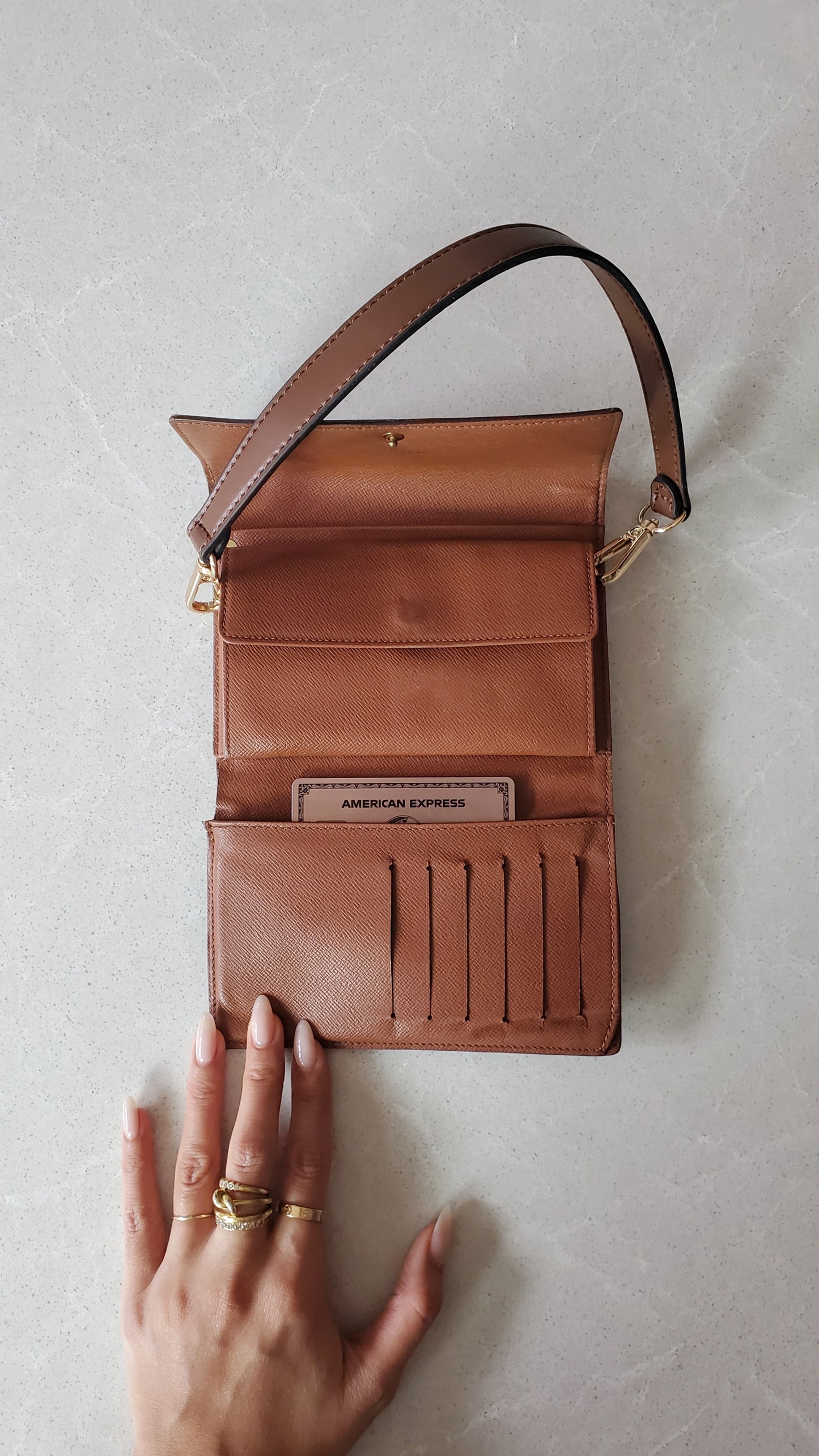 Authentic Vintage Louis Vuitton Small Brown Wallet with Short Handle Strap