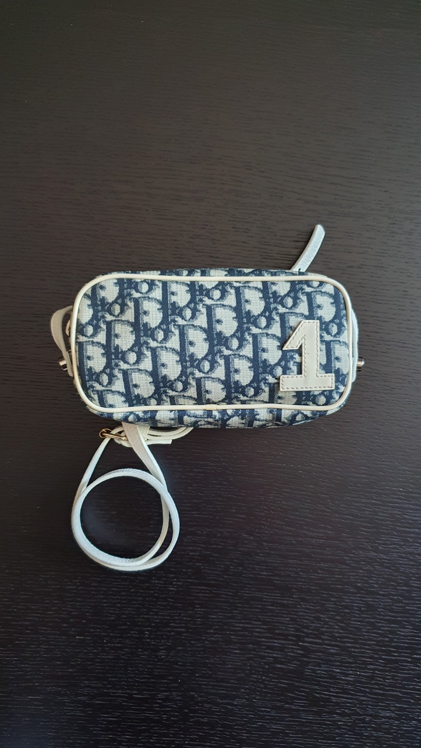 Authentic Vintage Dior Upcycle Navy Shoulder Pouch Purse with Adjustable Strap