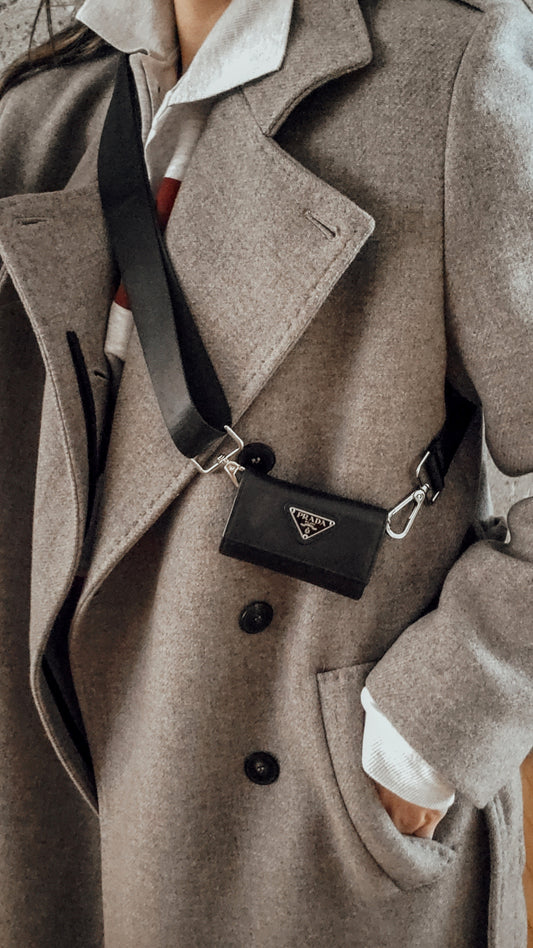 Authentic Prada Upcycle Black Small Keyholder with Strap