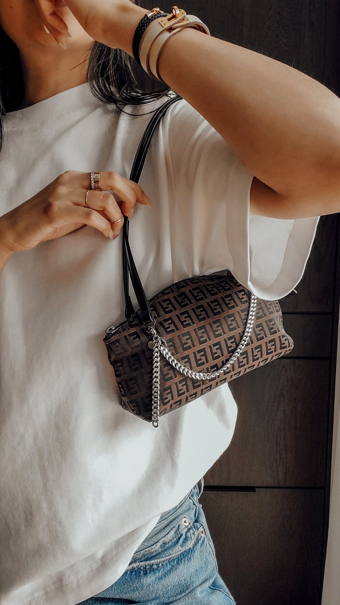 Authentic Vintage Fendi Upcycle Shoulder Purse on Chain & Strap