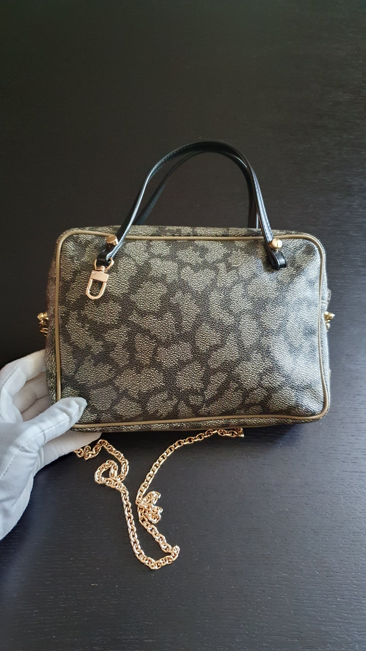 Authentic Vintage YSL Yves Saint Laurent Upcycle Print Purse with Handle Straps & Chain