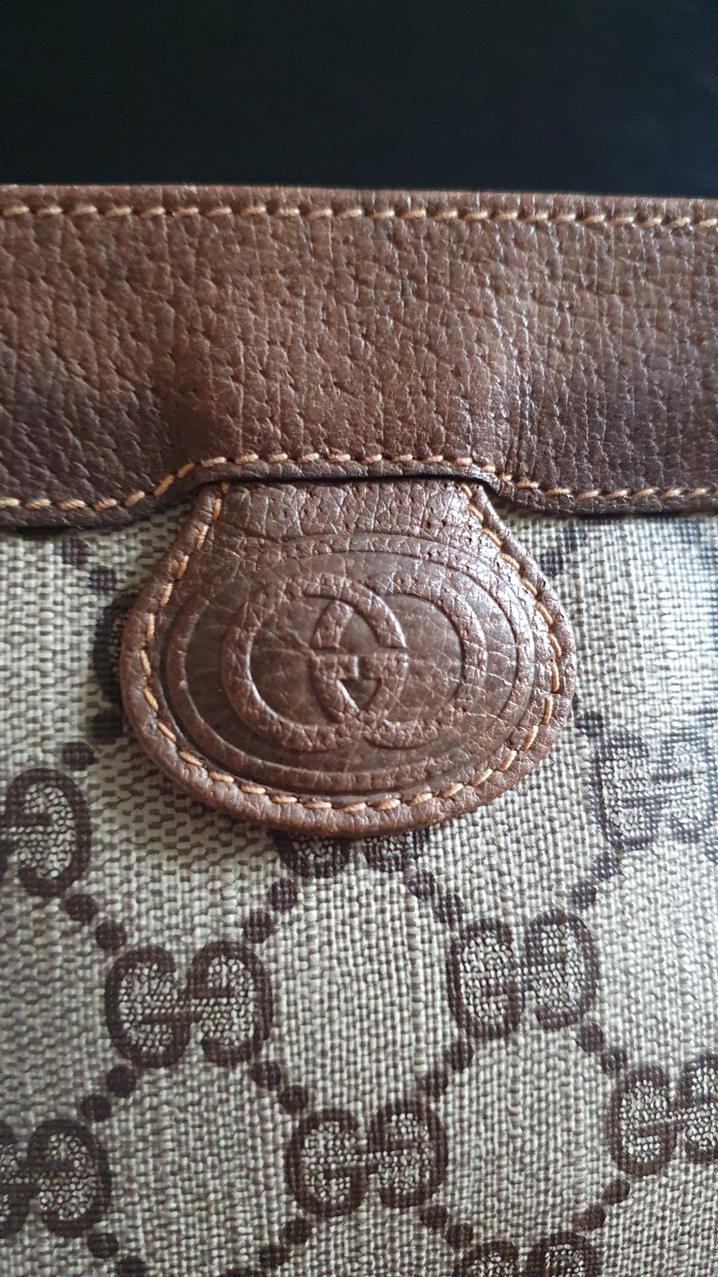 Authentic Vintage Gucci Upcycle Brown Purse with Chains (with velcro closing)