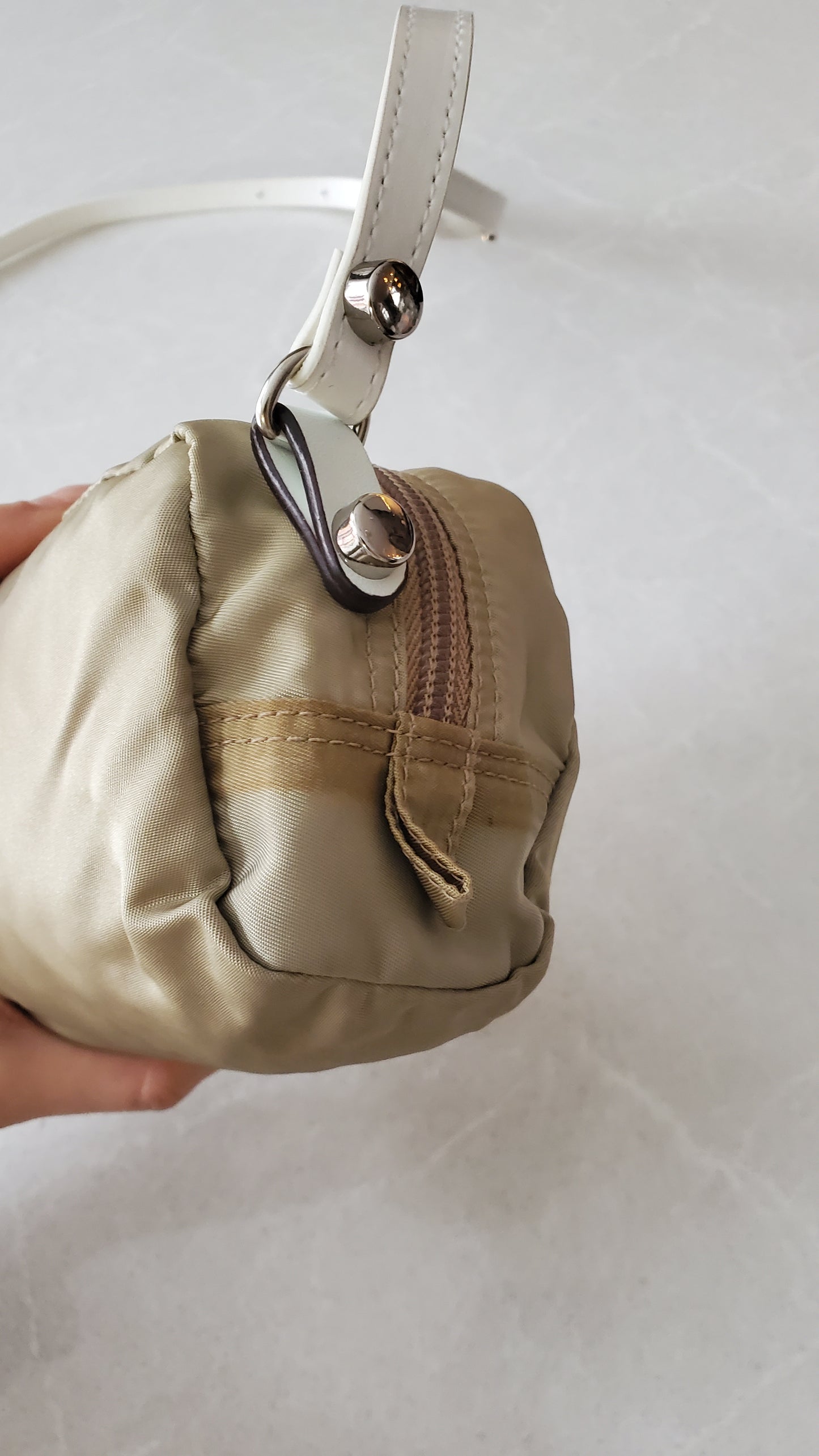 Authentic Prada Upcycle Nylon Pouch with Chain & Strap