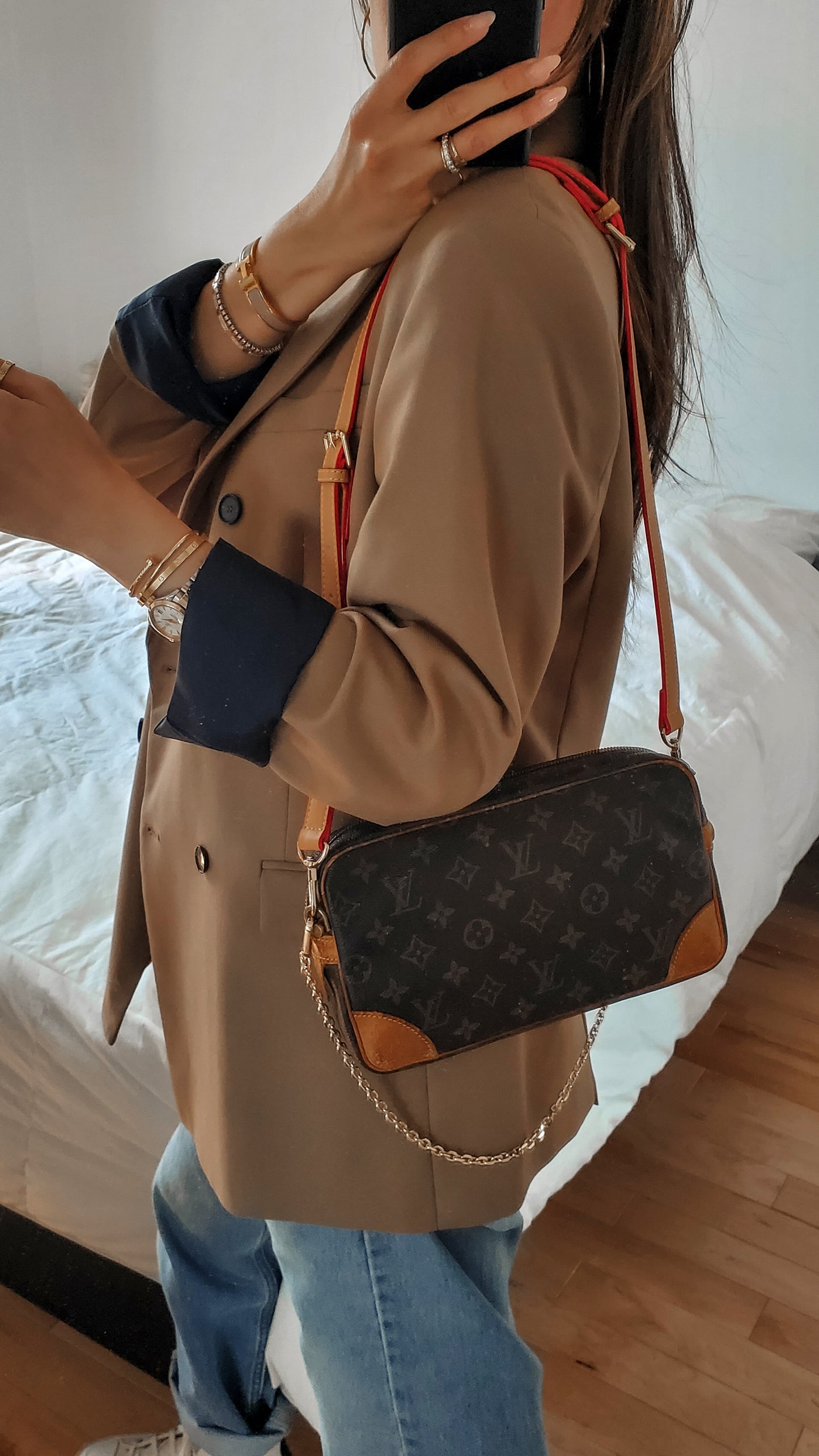 Authentic Vintage Louis Vuitton Upcycle Purse with 2 Straps & Chain