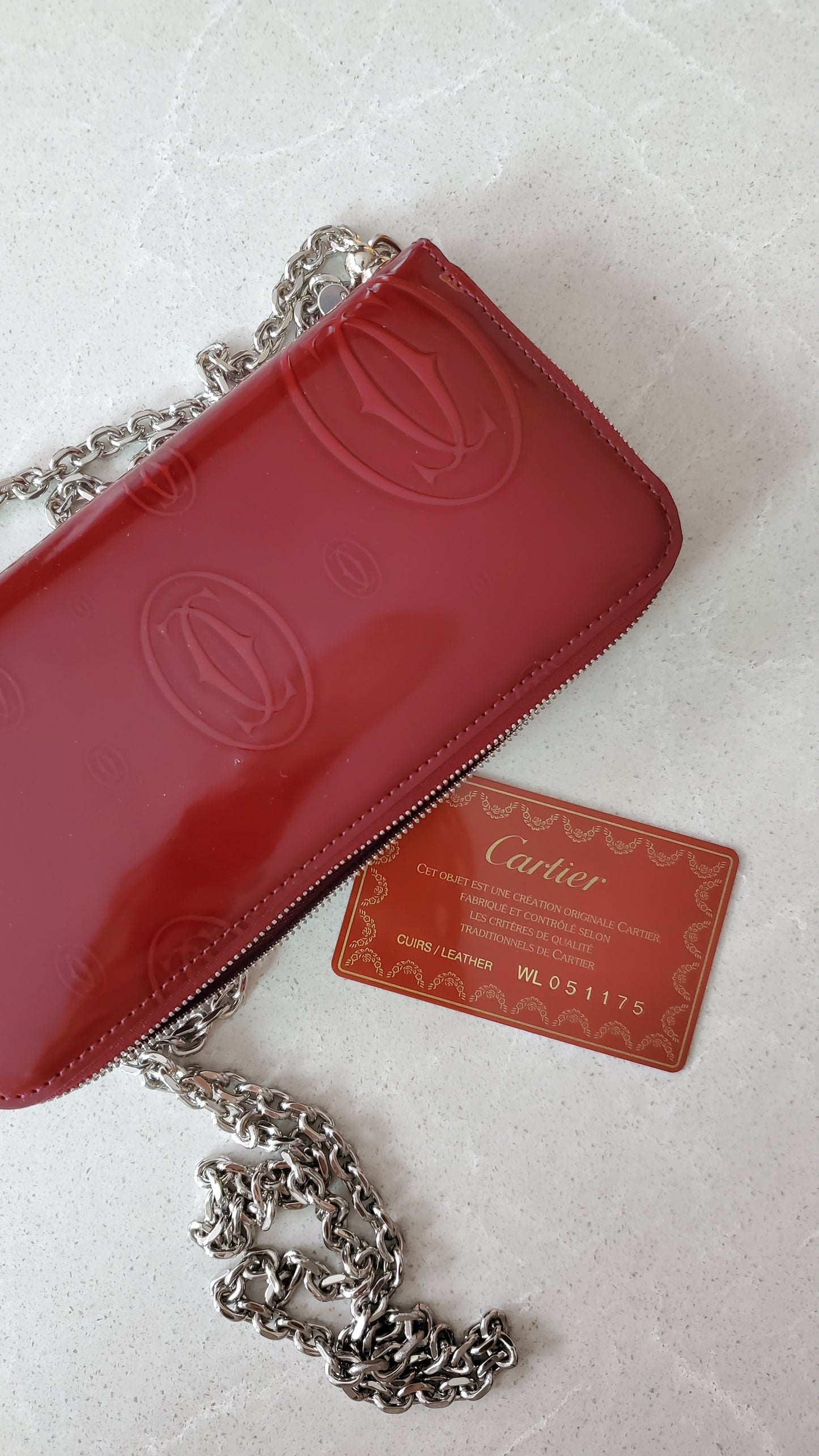Authentic Vintage Cartier Upcycle Long Zip Wallet with Chains