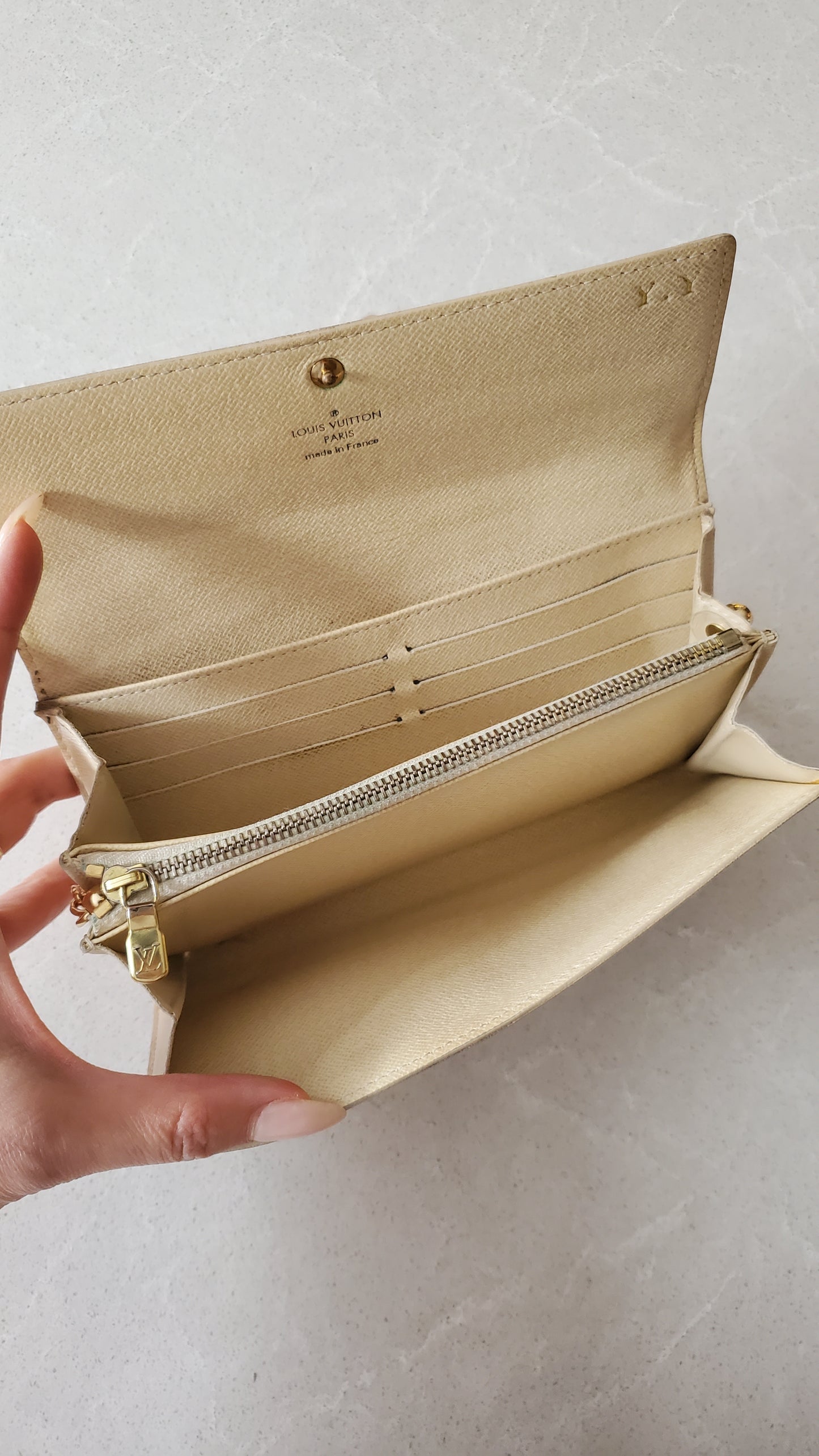 Authentic Louis Vuitton White Damier Upcycle Long Wallet on Chain