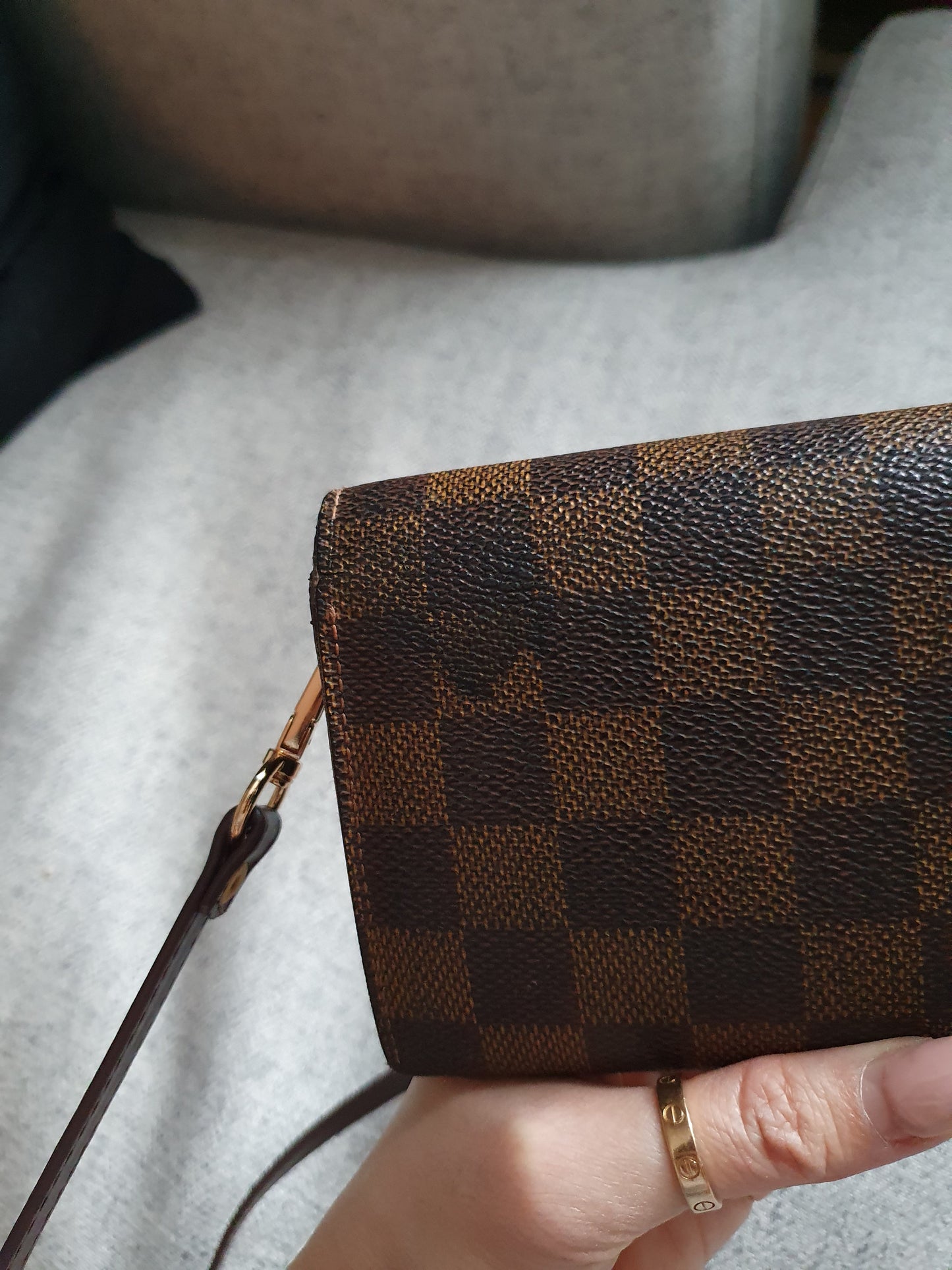 *New Drop* Authentic Louis Vuitton Brown Ebene Upcycle Flap Wallet on Strap