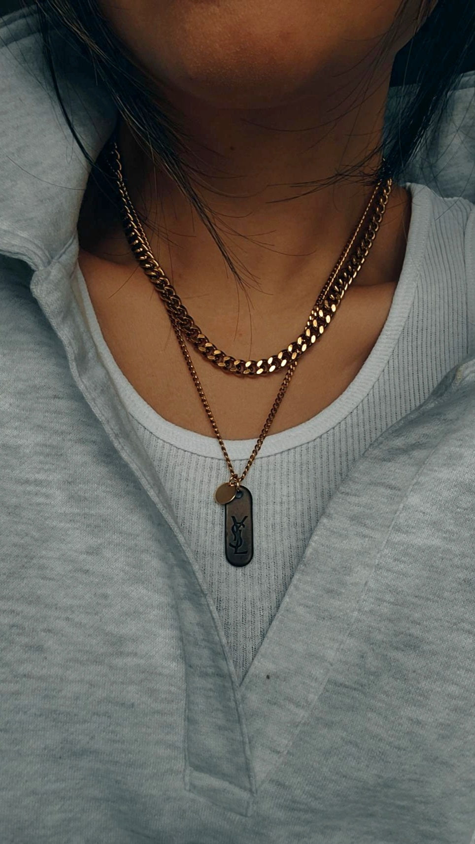 Authentic Yves Saint Laurent Upcycle Double Layers Necklace