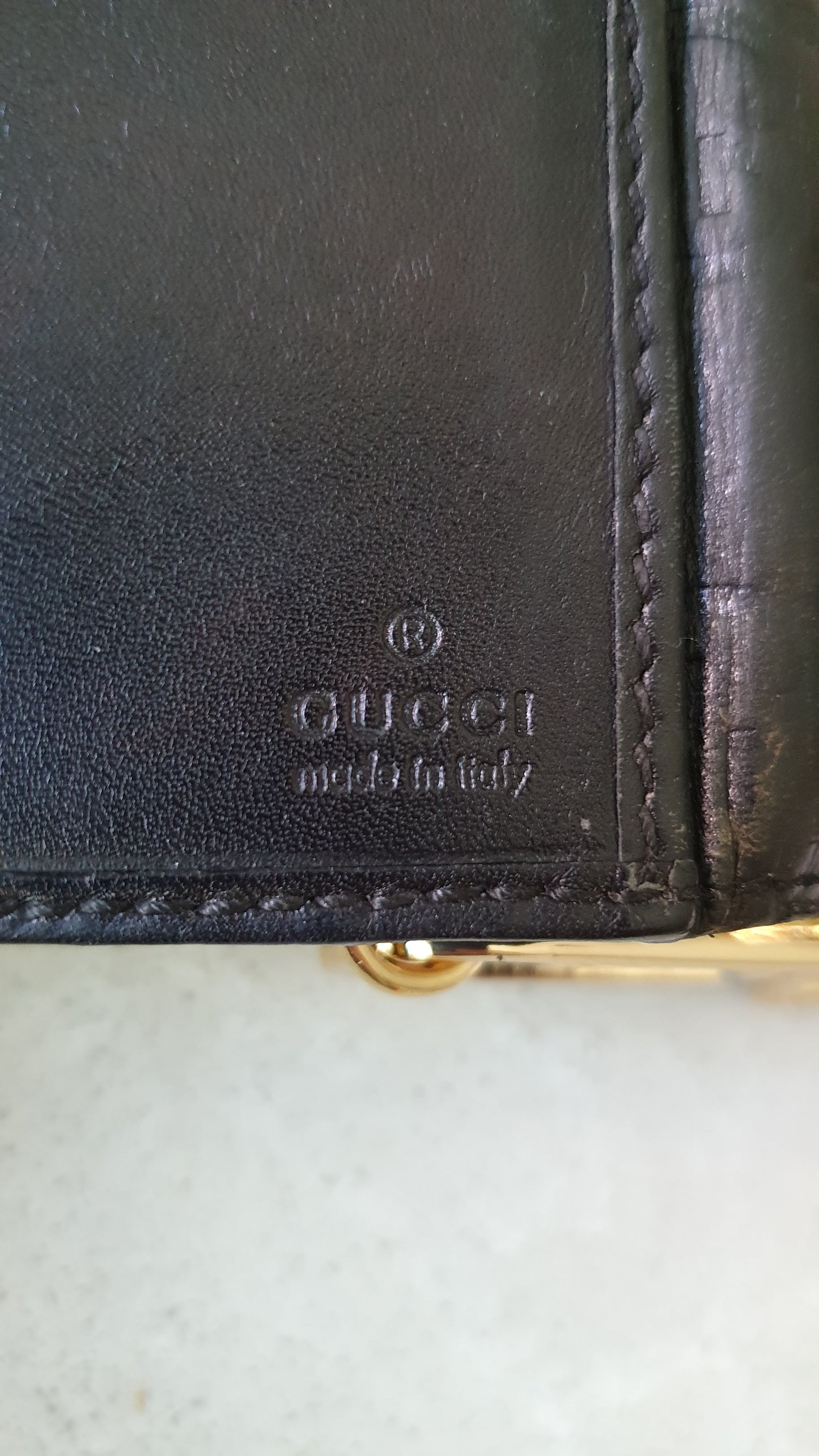 Authentic Gucci Upcycle Long Black Leather Wallet with Strap