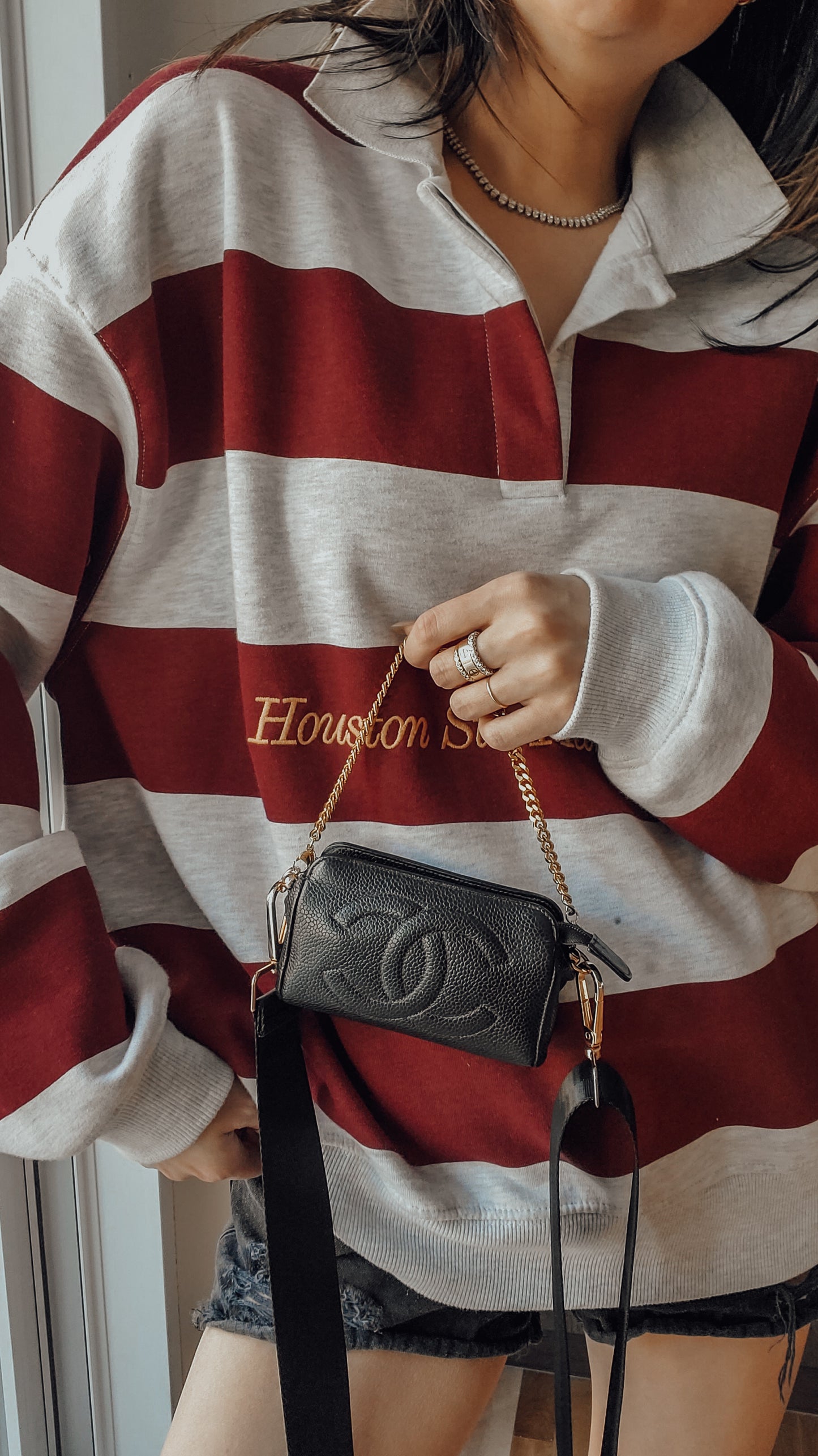 Authentic Chanel Upcycle Black Caviar Small Pouch on Chain & Strap