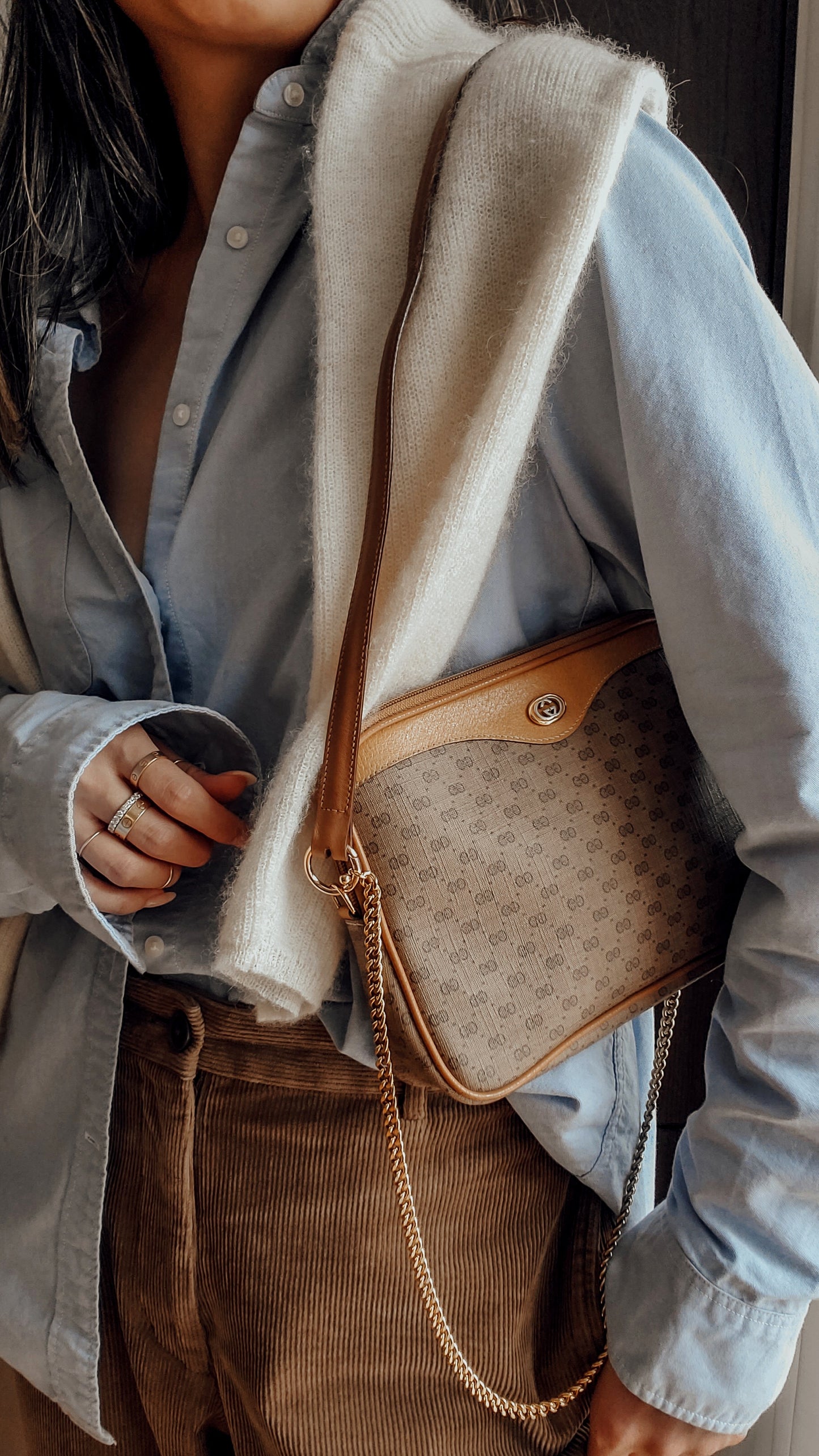 Authentic Vintage Gucci Upcycle Shoulder Purse on Chain/ Strap