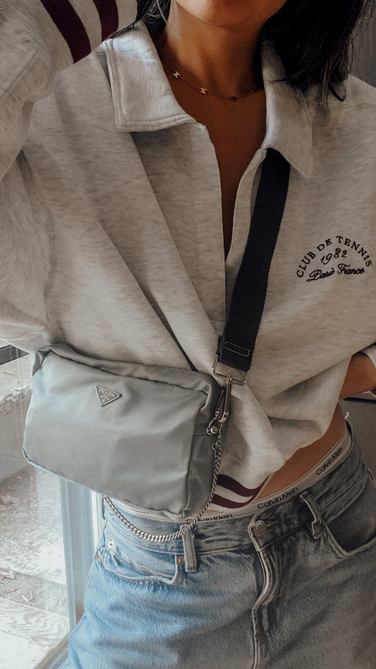 Authentic Prada Upcycle Nylon Pouch on Chain & Strap