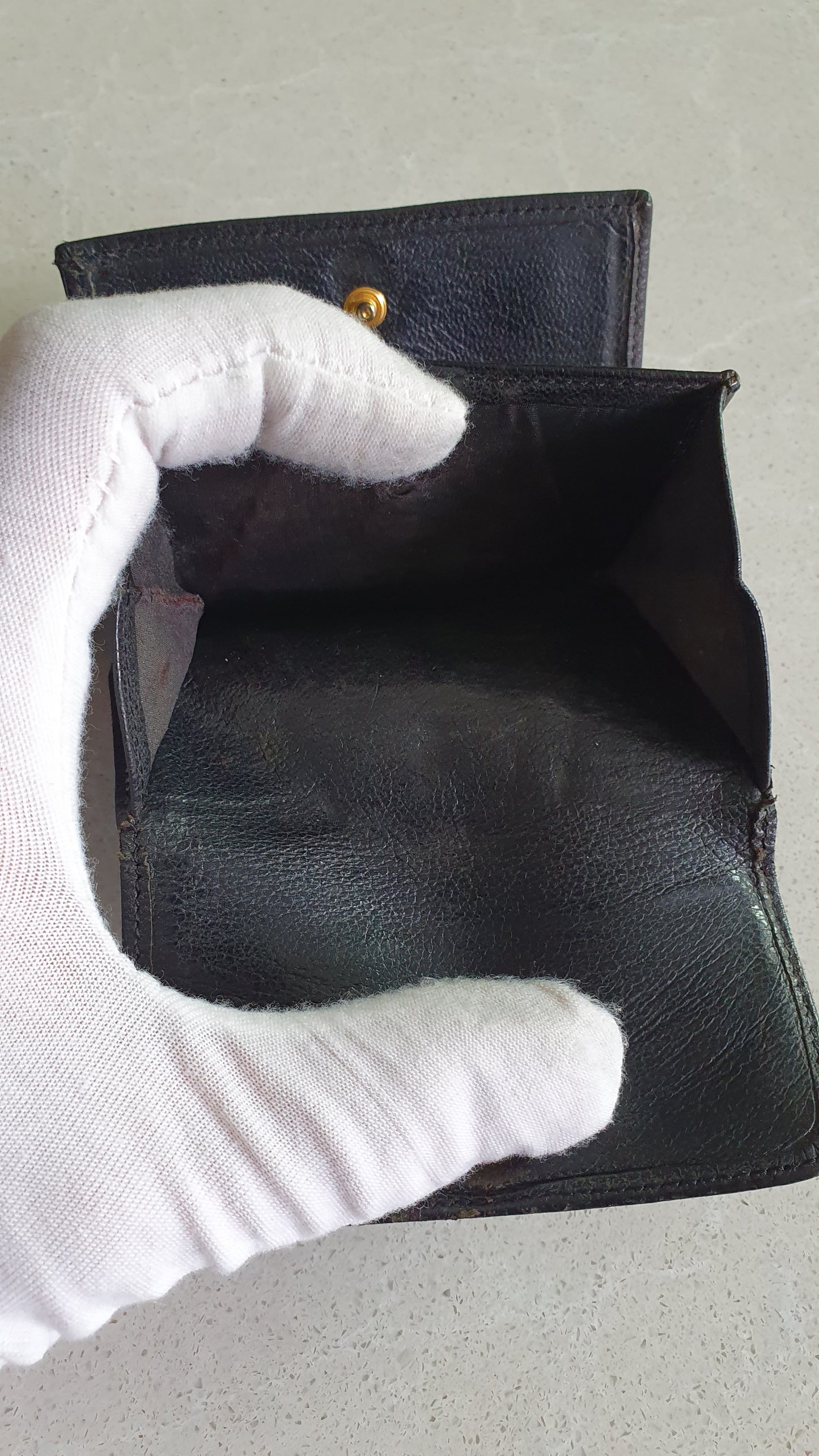 Authentic Chanel Upcycle Mini Black Leather Wallet with Single Handle