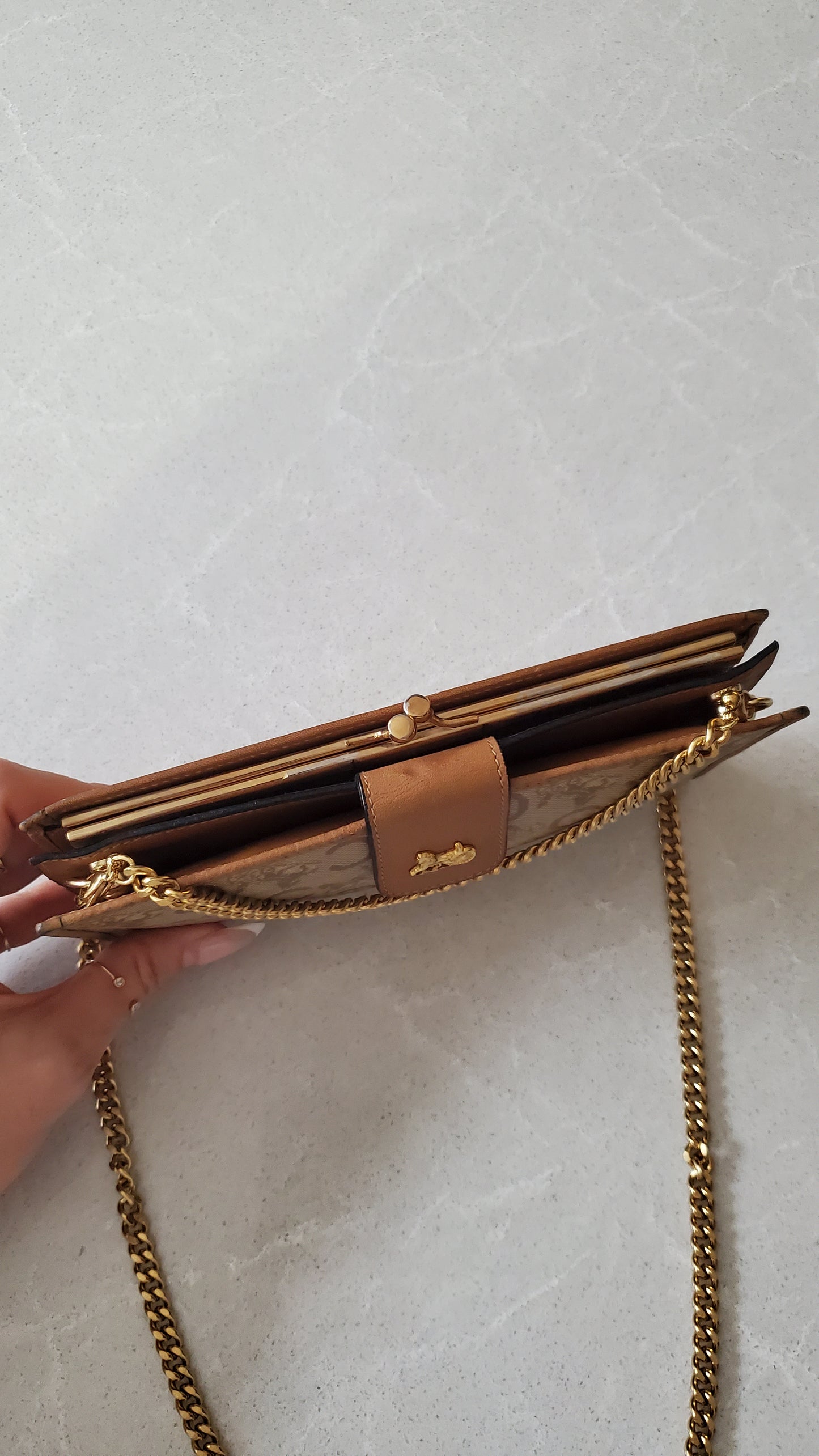 Authentic Vintage Celine Upcycle Long Wallet on Chains
