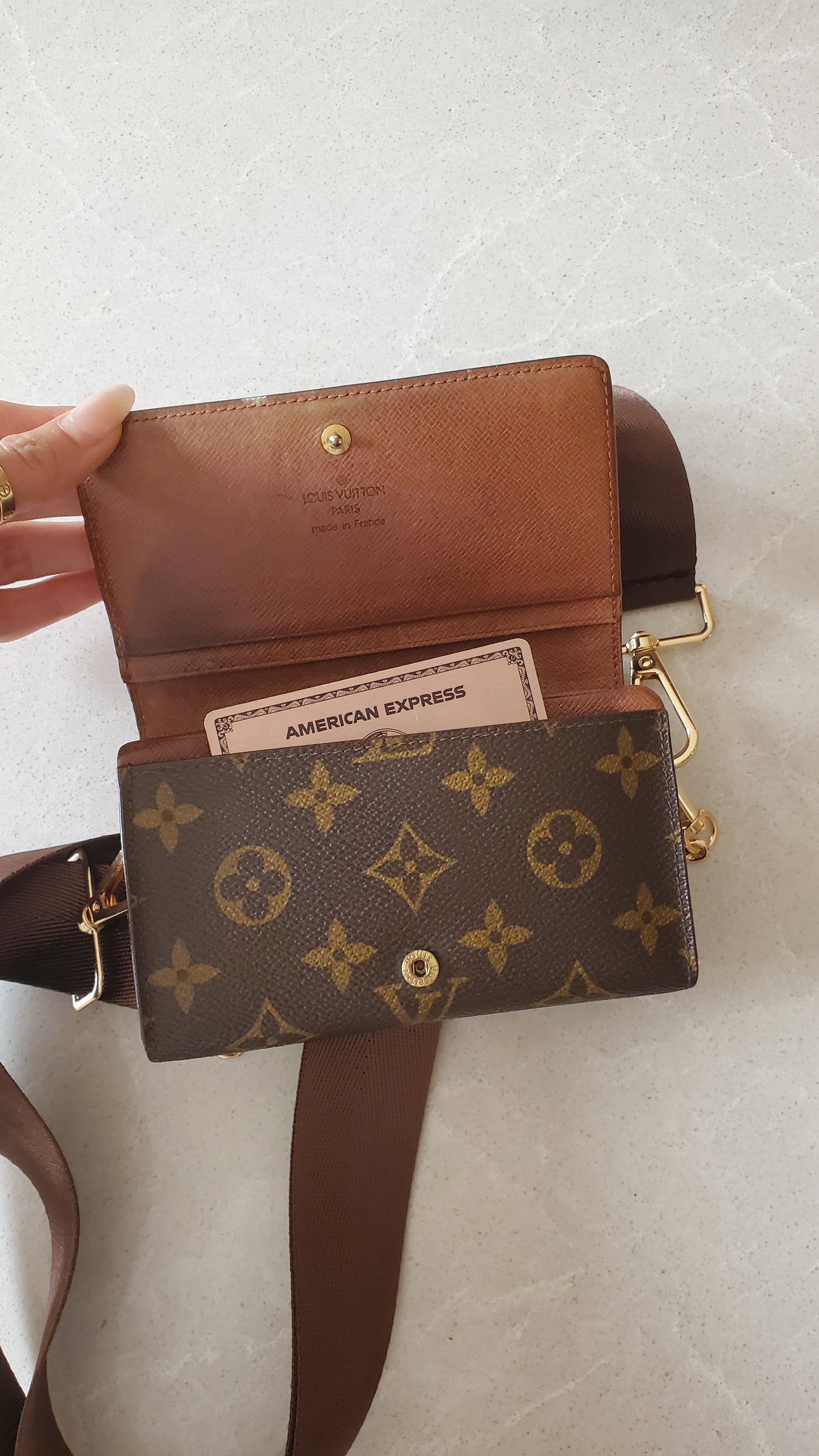Authentic Vintage Louis Vuitton (RA0994) Upcycle Small Wallet with Strap and Chain
