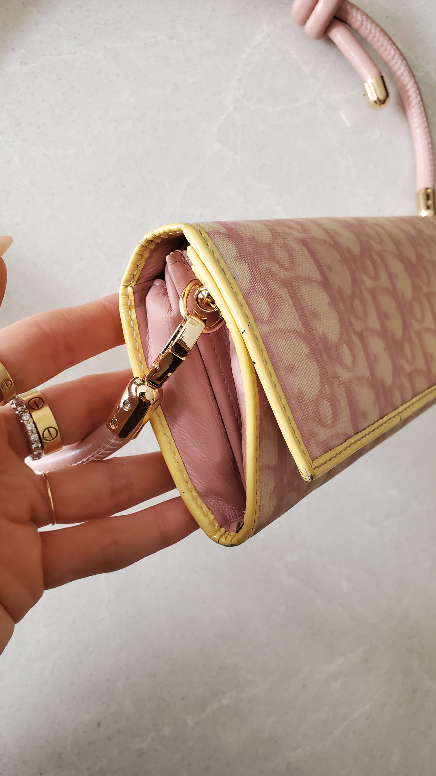 Authentic Vintage Dior Upcycle Pink Wallet on Strap