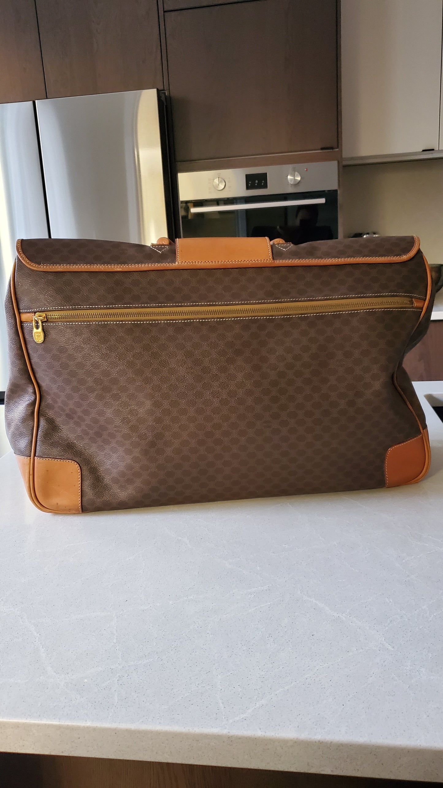 Authentic Vintage Celine XLarge Brown Travel Luggage