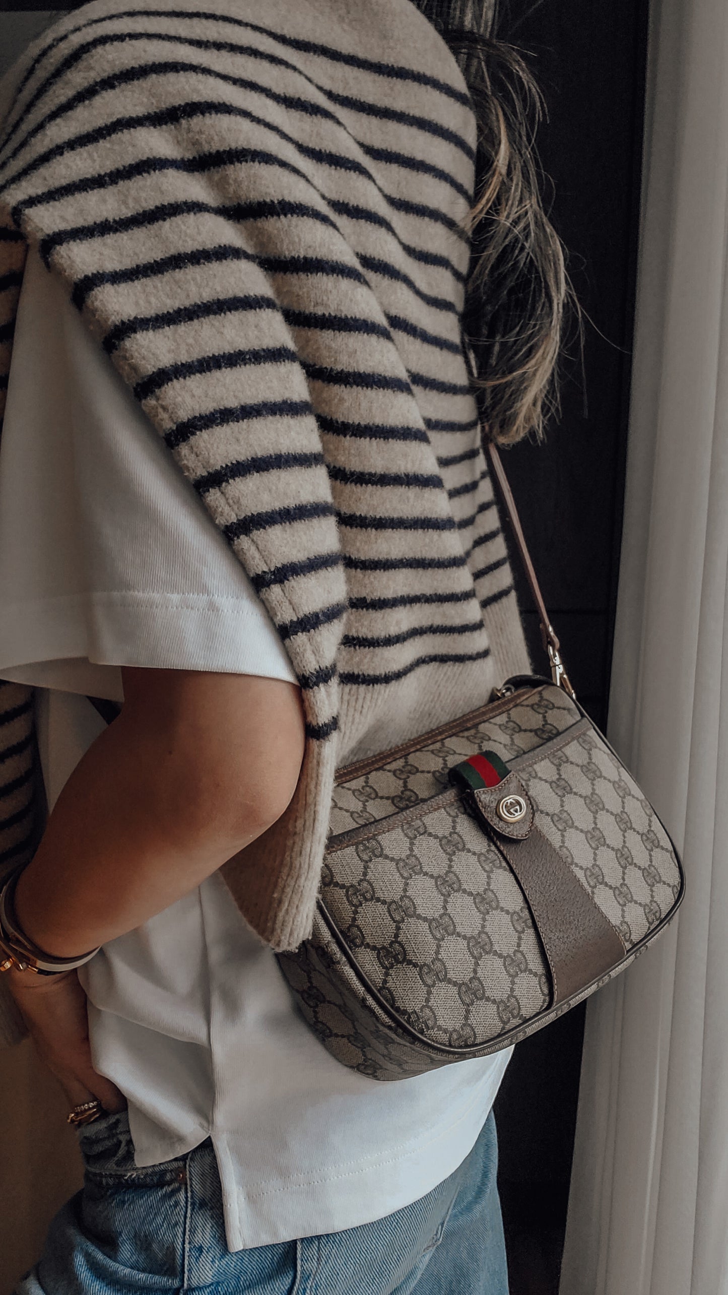 Authentic Vintage Gucci Upcycle Shoulder/ Crossbody Brown Purse on Chain