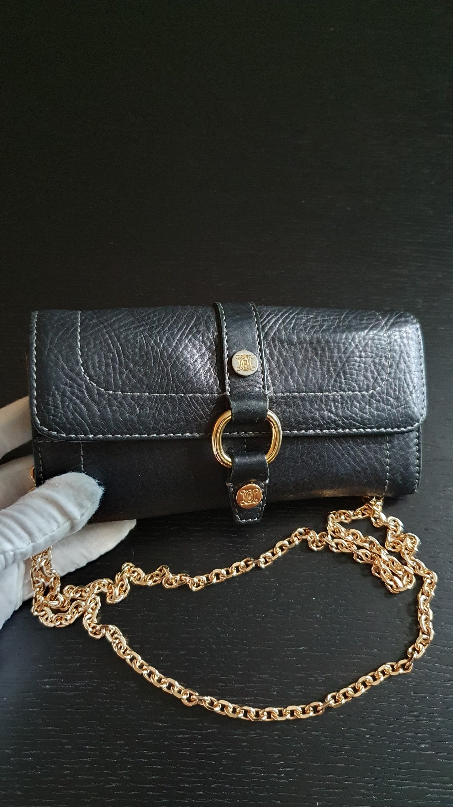 Authentic Celine Upcycle Wallet with Versatile Chain