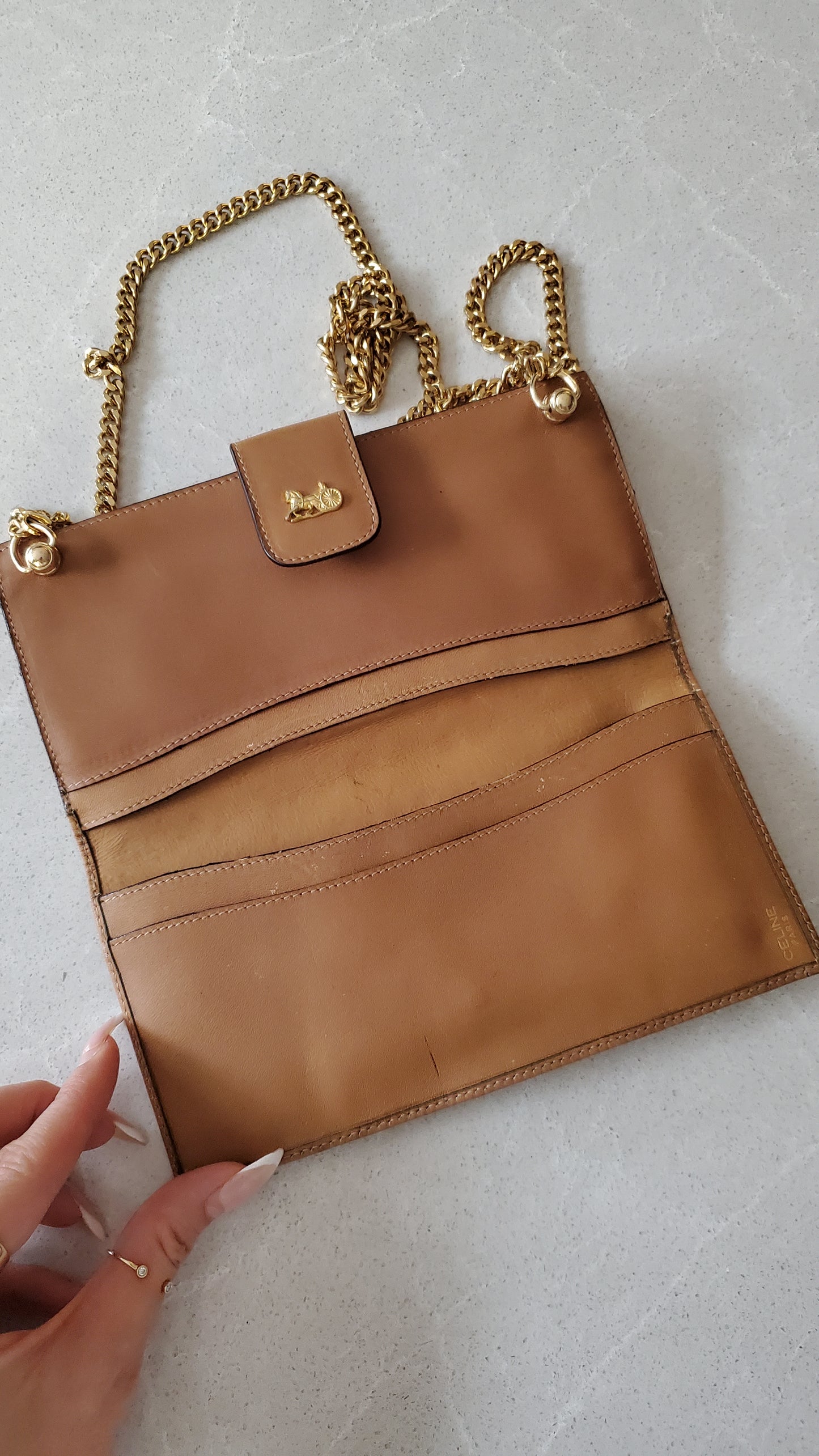 Authentic Vintage Celine Upcycle Long Wallet on Chains