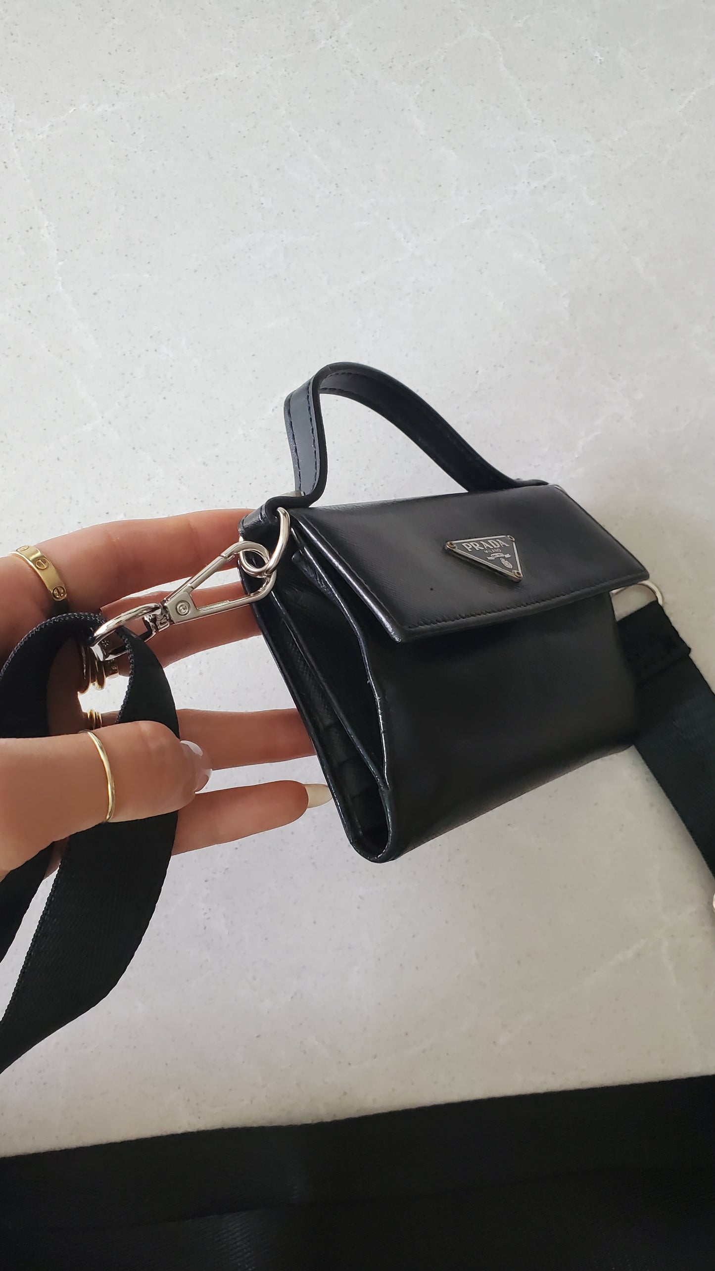 Authentic Prada Upcycle Black Wallet with Straps