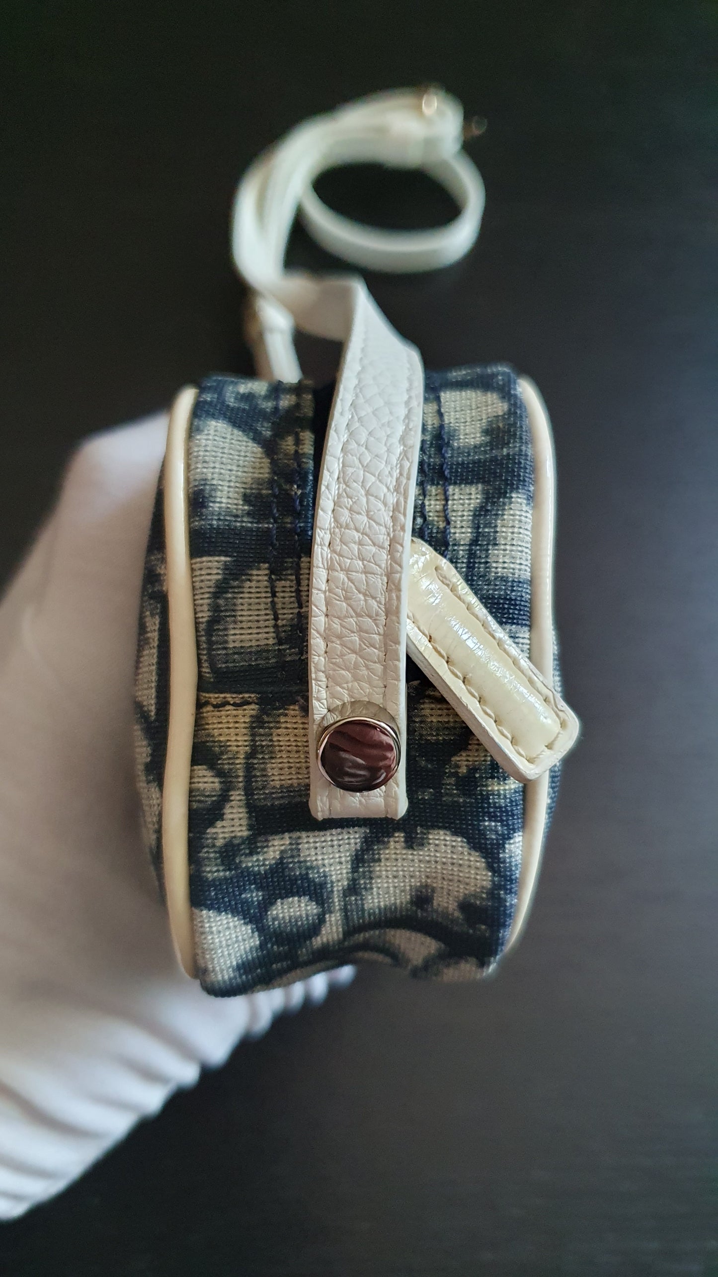 Authentic Vintage Dior Upcycle Navy Shoulder Pouch Purse with Adjustable Strap