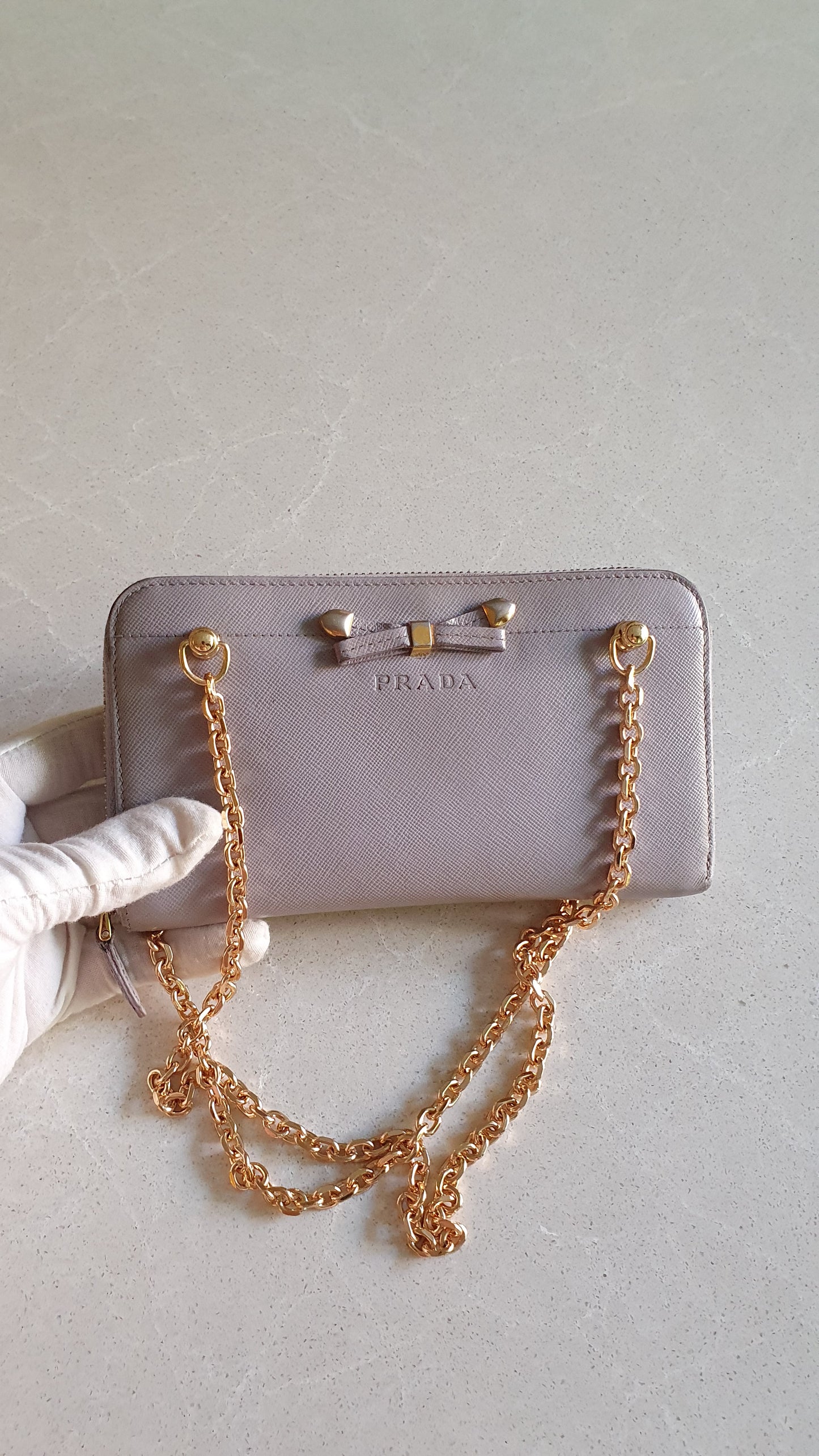 Authentic Prada Upcycle Zip Wallet with Chains