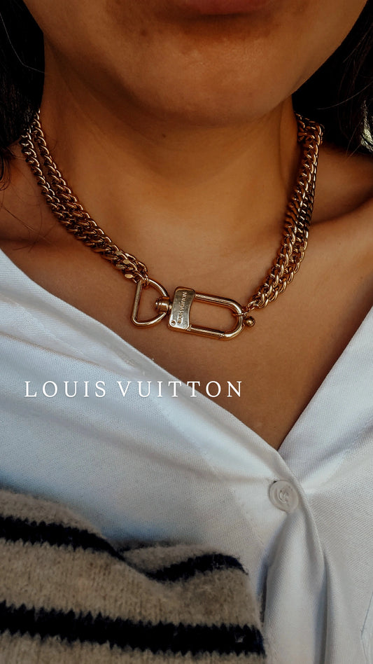 Authentic Louis Vuitton Upcycle Gold Chunky Cuban Necklace
