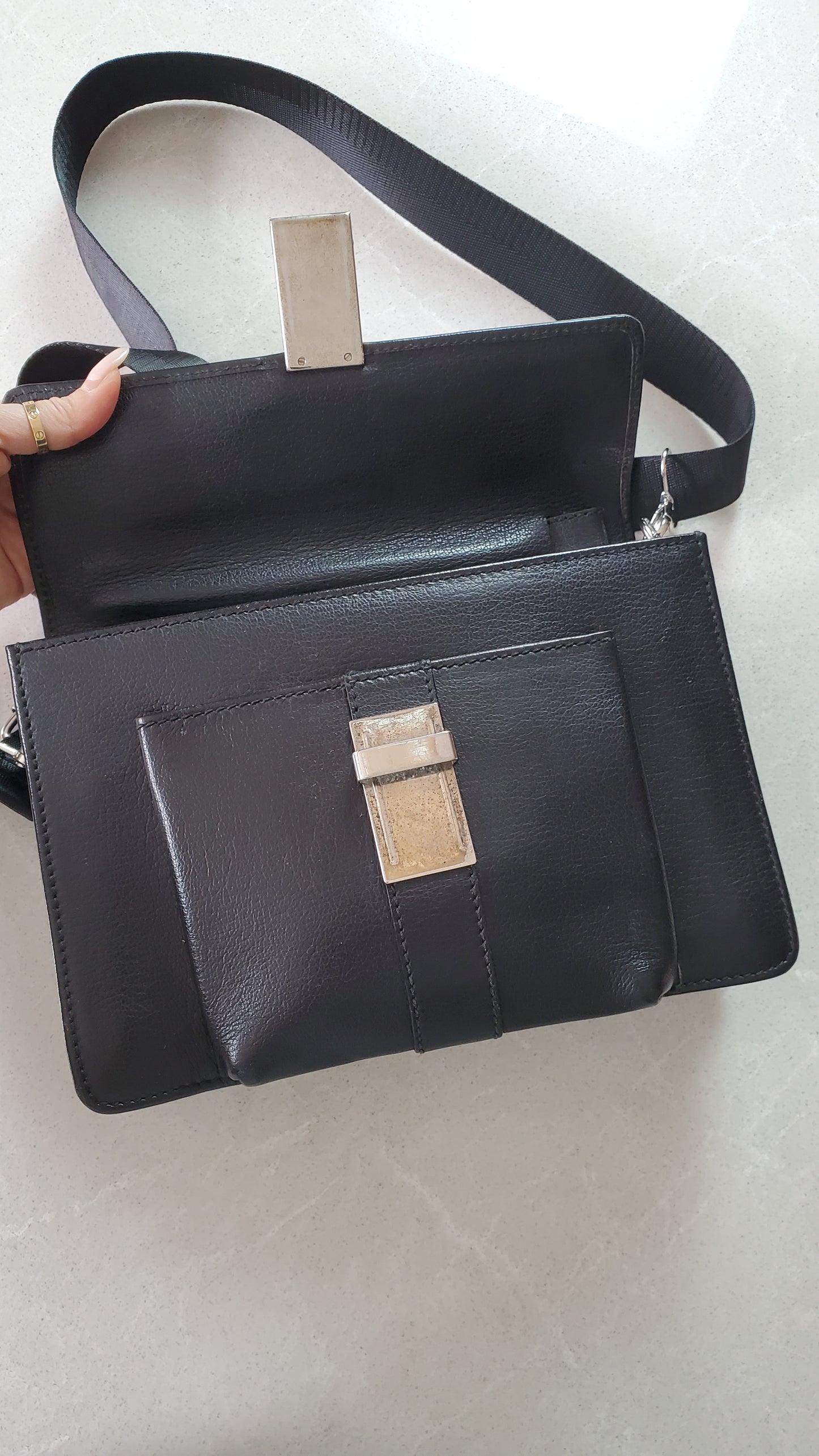 Authentic Gucci Upcycle Black Leather Purse with Strap
