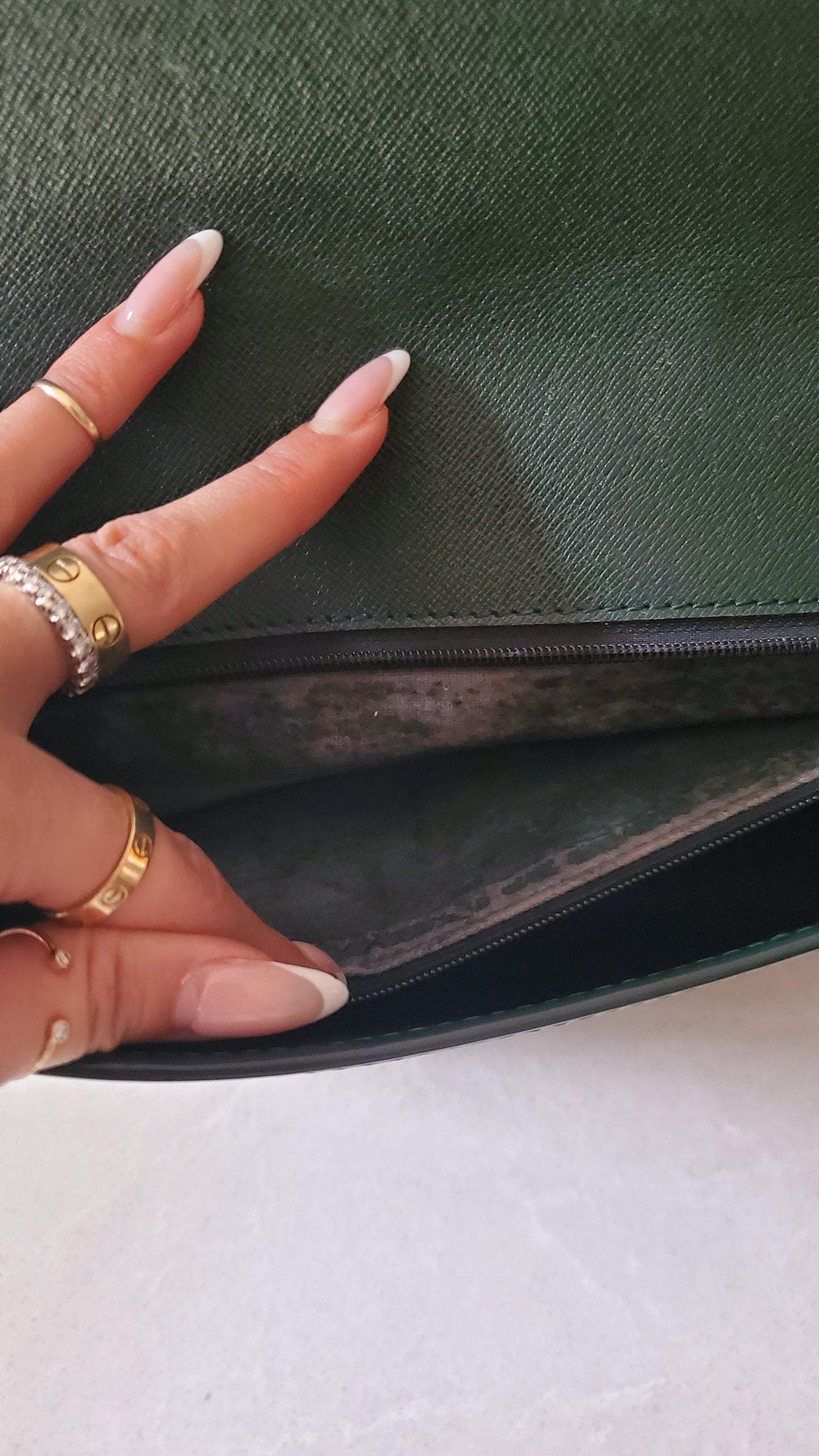 Authentic Vintage Louis Vuitton (Dark Green) Upcycle Large Purse on Chains