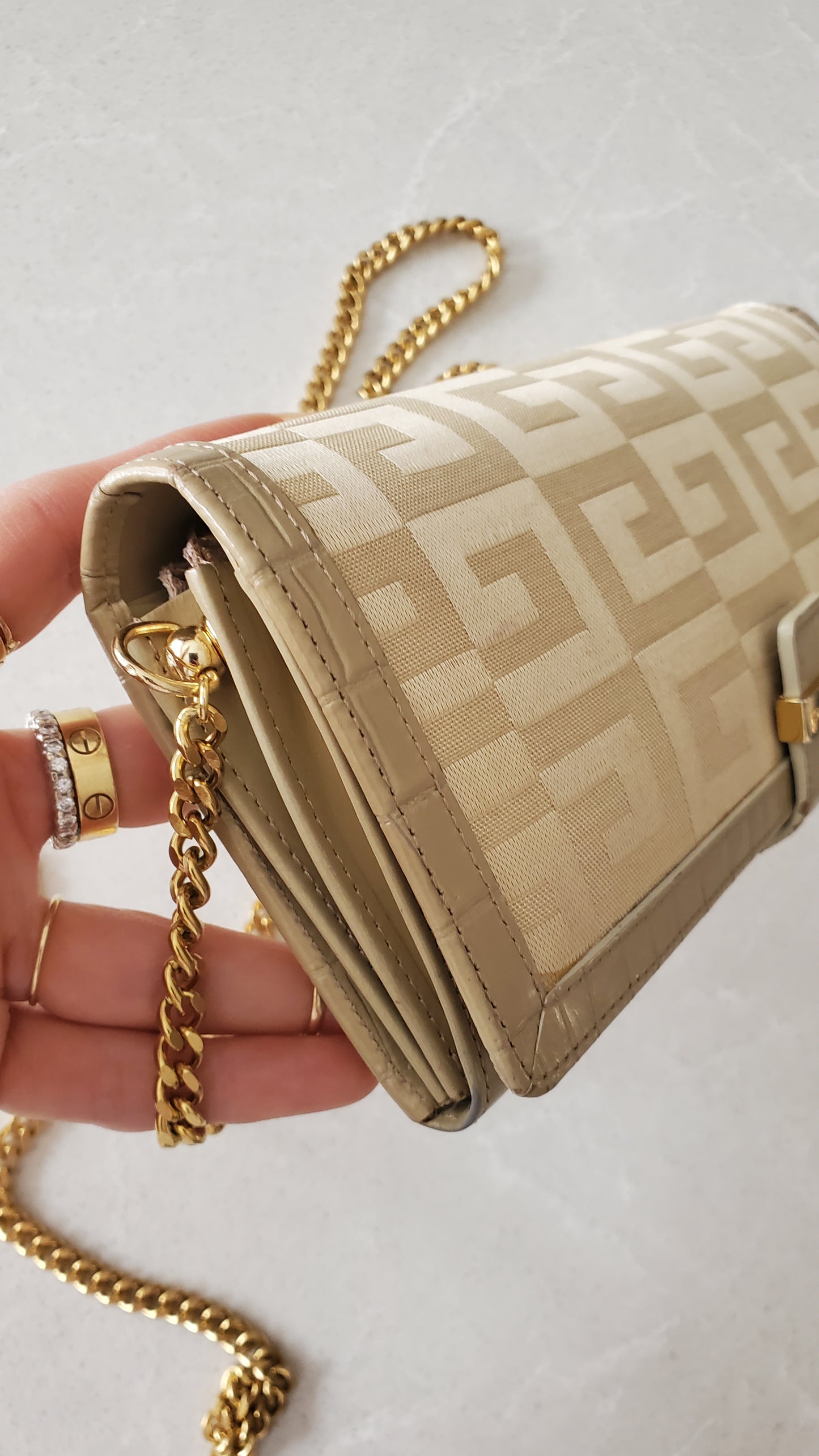 Authentic Givenchy Upcycle Long Beige Wallet on Chain