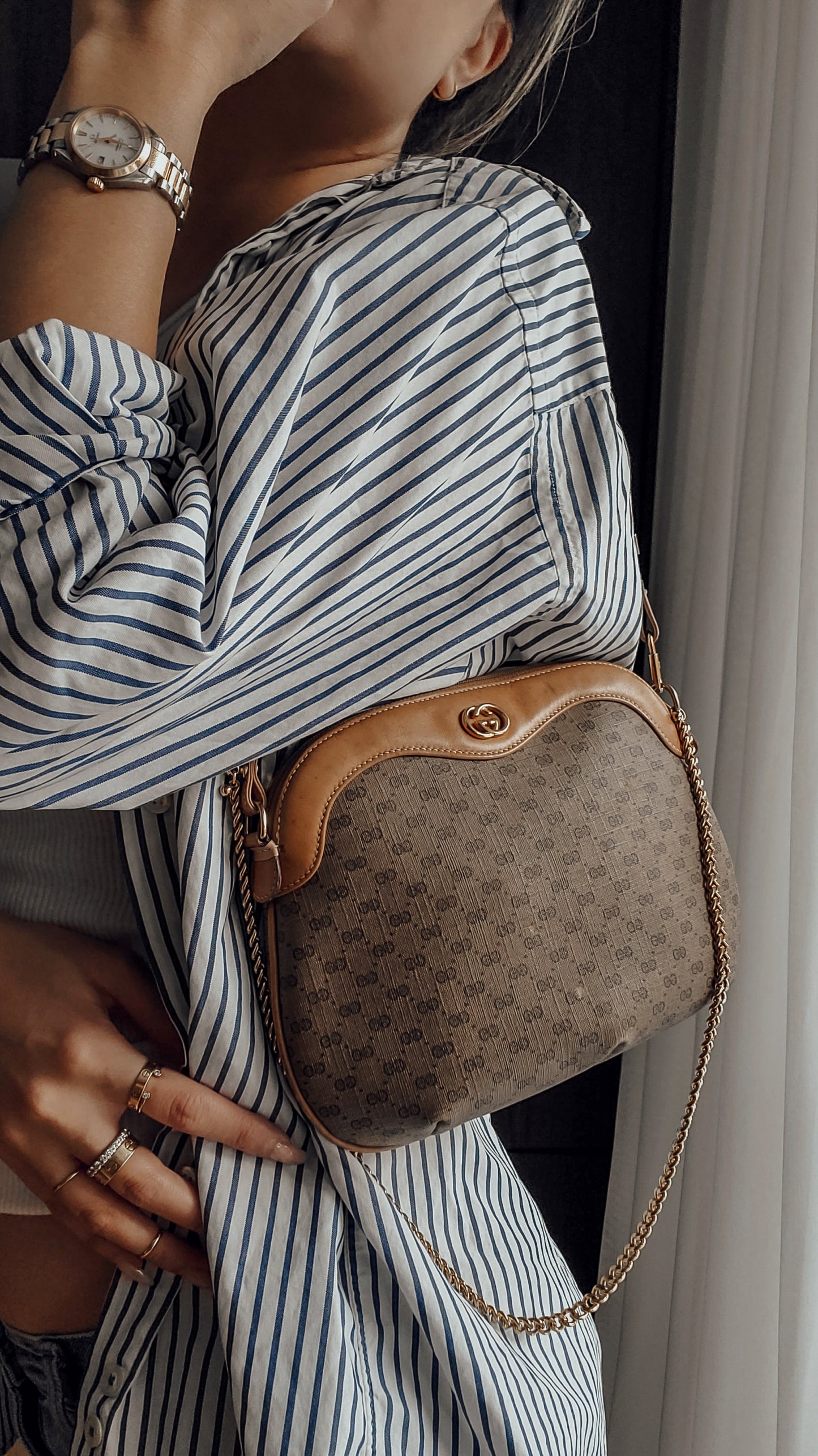 Authentic Vintage Gucci Upcycle Shoulder Purse on Chain/ Strap