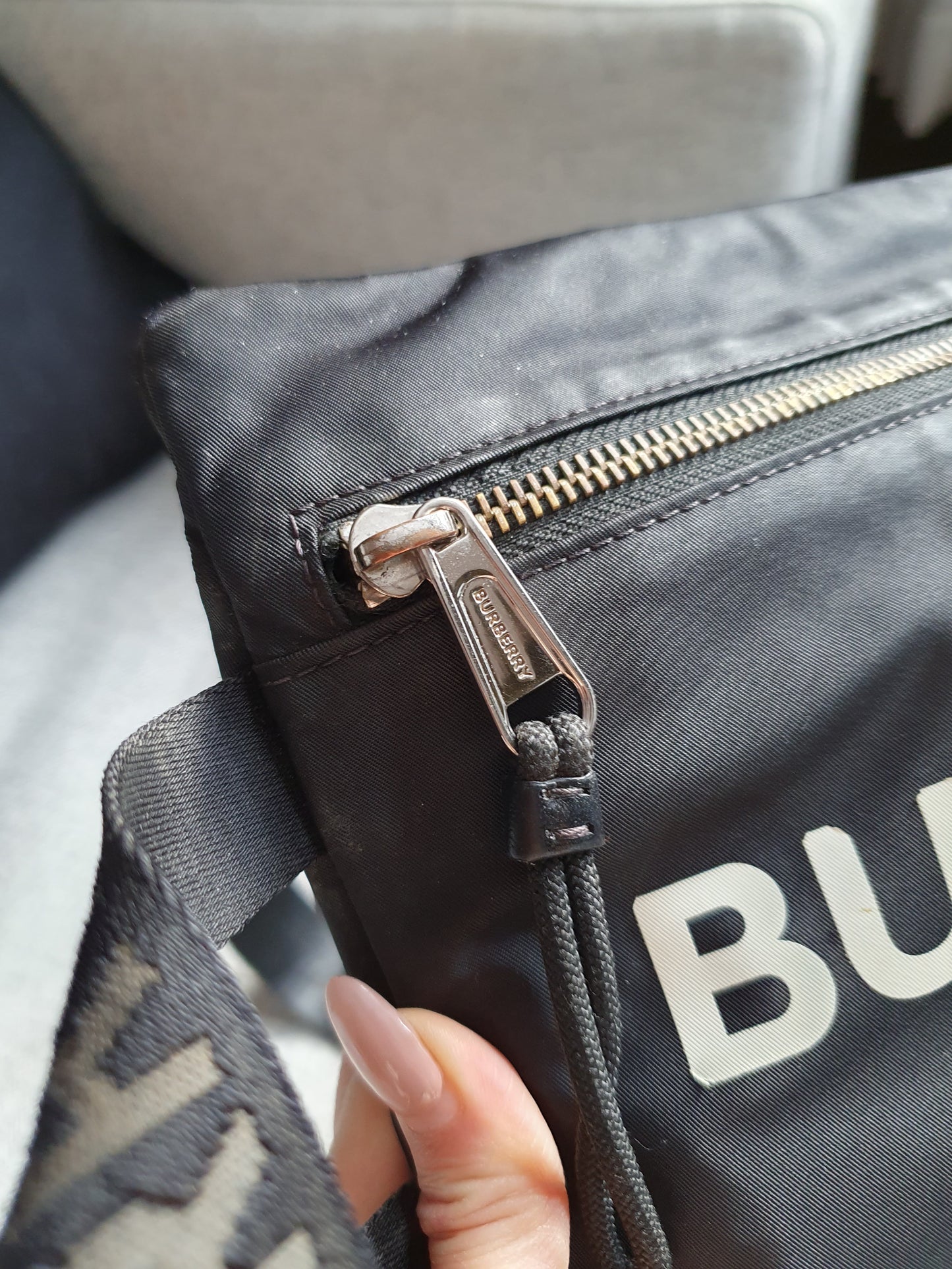 *New Drop* Authentic Burberry Upcycle Black Pouch on Strap & Chain