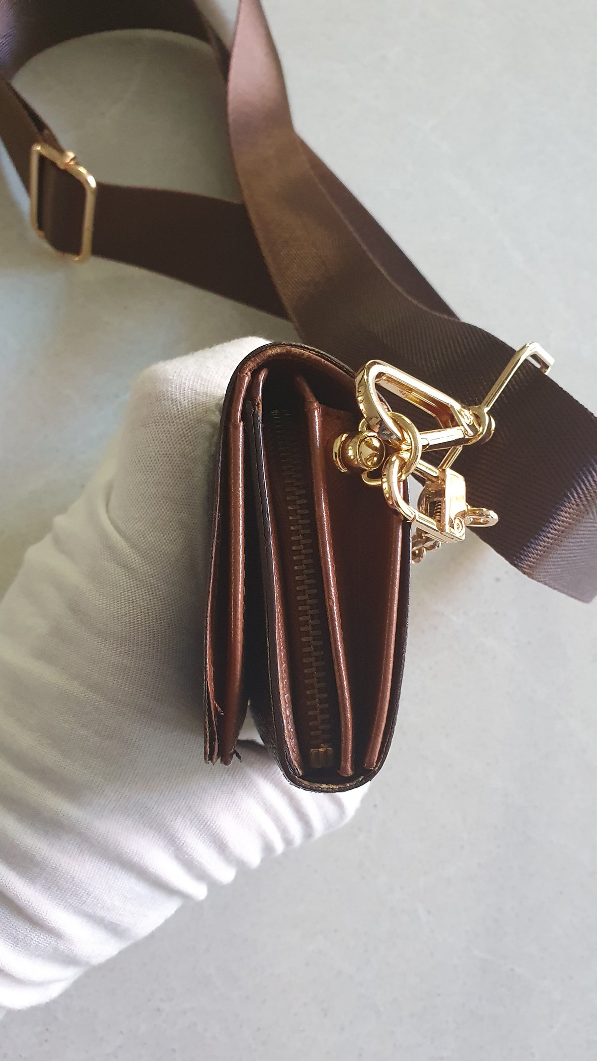 Authentic Vintage Louis Vuitton Upcycle Small Wallet with Strap and Chain