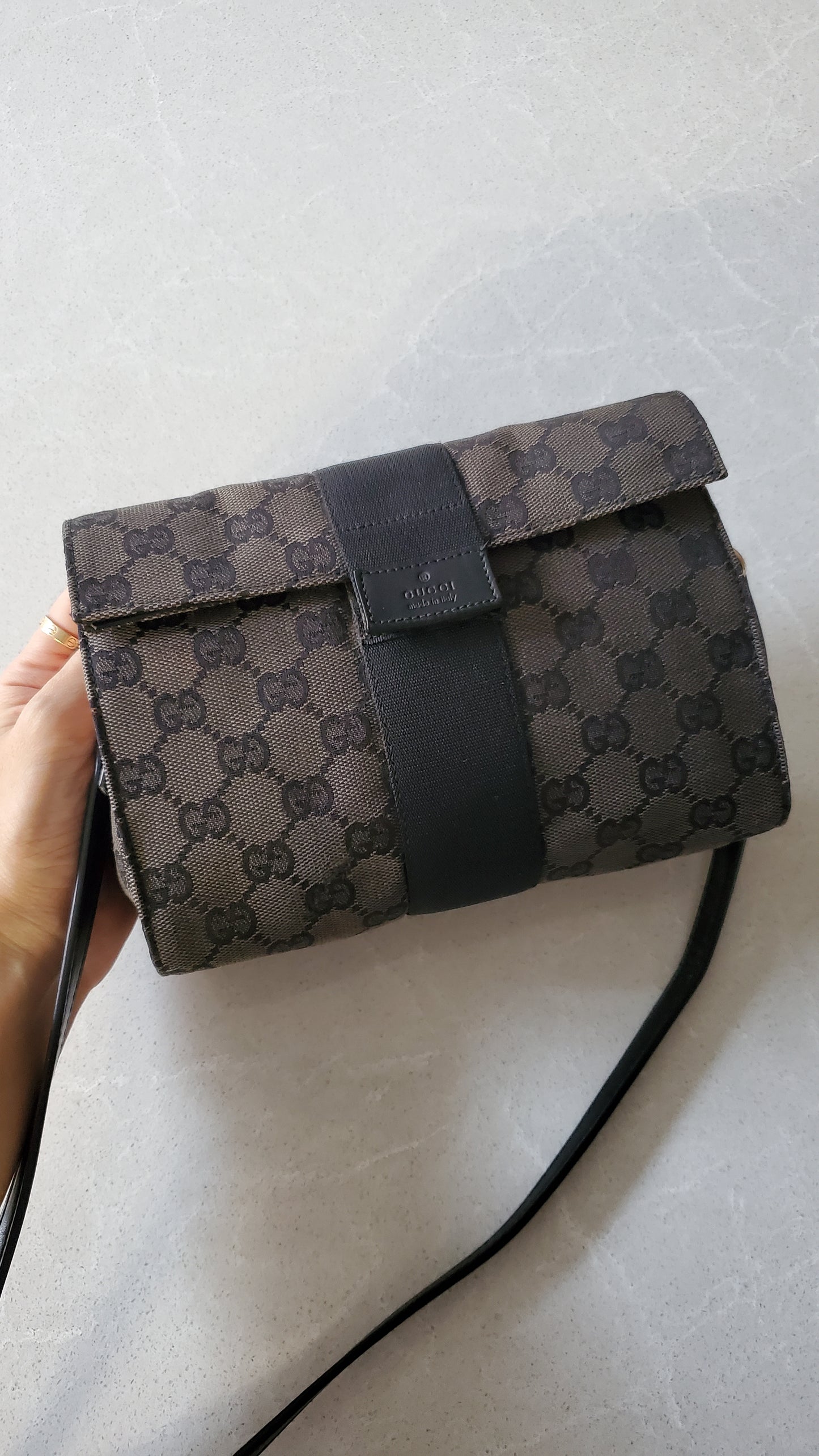 Authentic Gucci Upcycle Black Monogram Purse with Strap