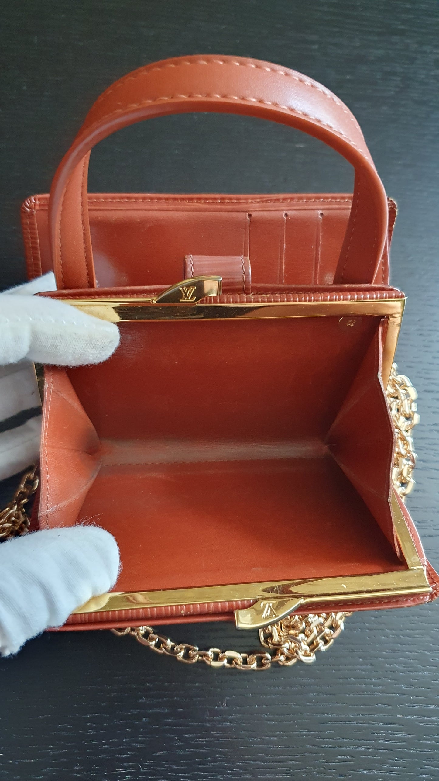 Authentic Louis Vuitton Upcycle Small Compact Epi Wallet with Strap and Chain