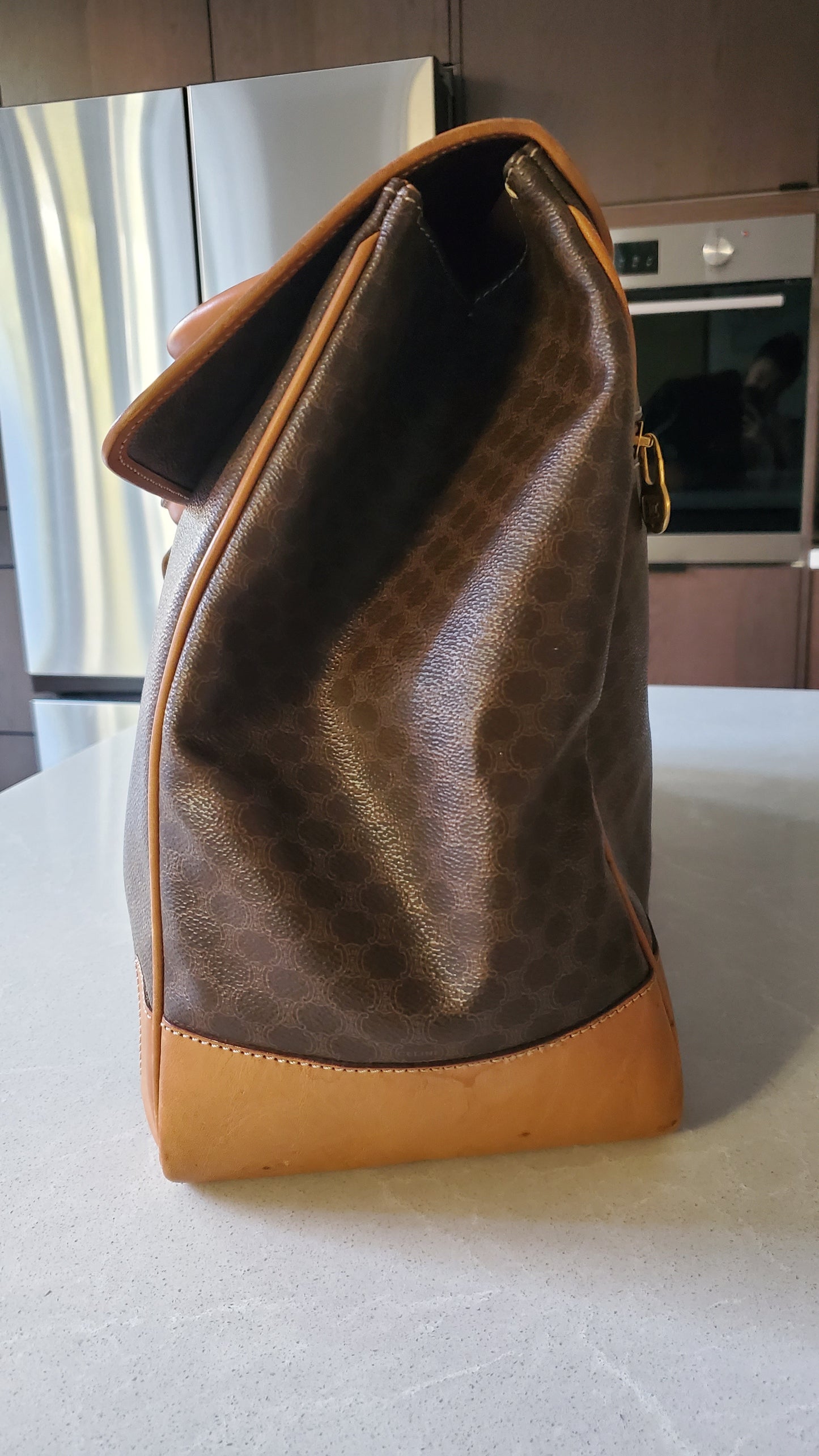 Authentic Vintage Celine XLarge Brown Travel Luggage