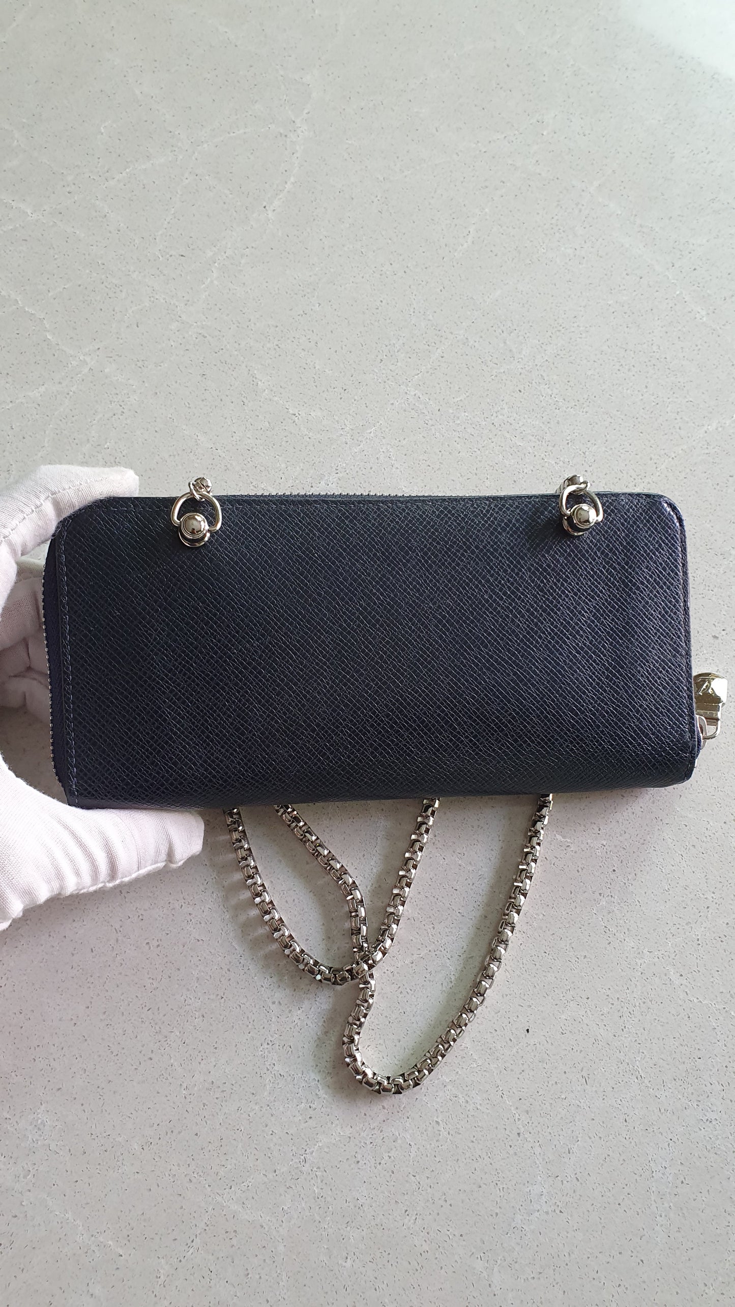 Authentic Louis Vuitton Upcycle Zip Wallet with Shoulder Chains