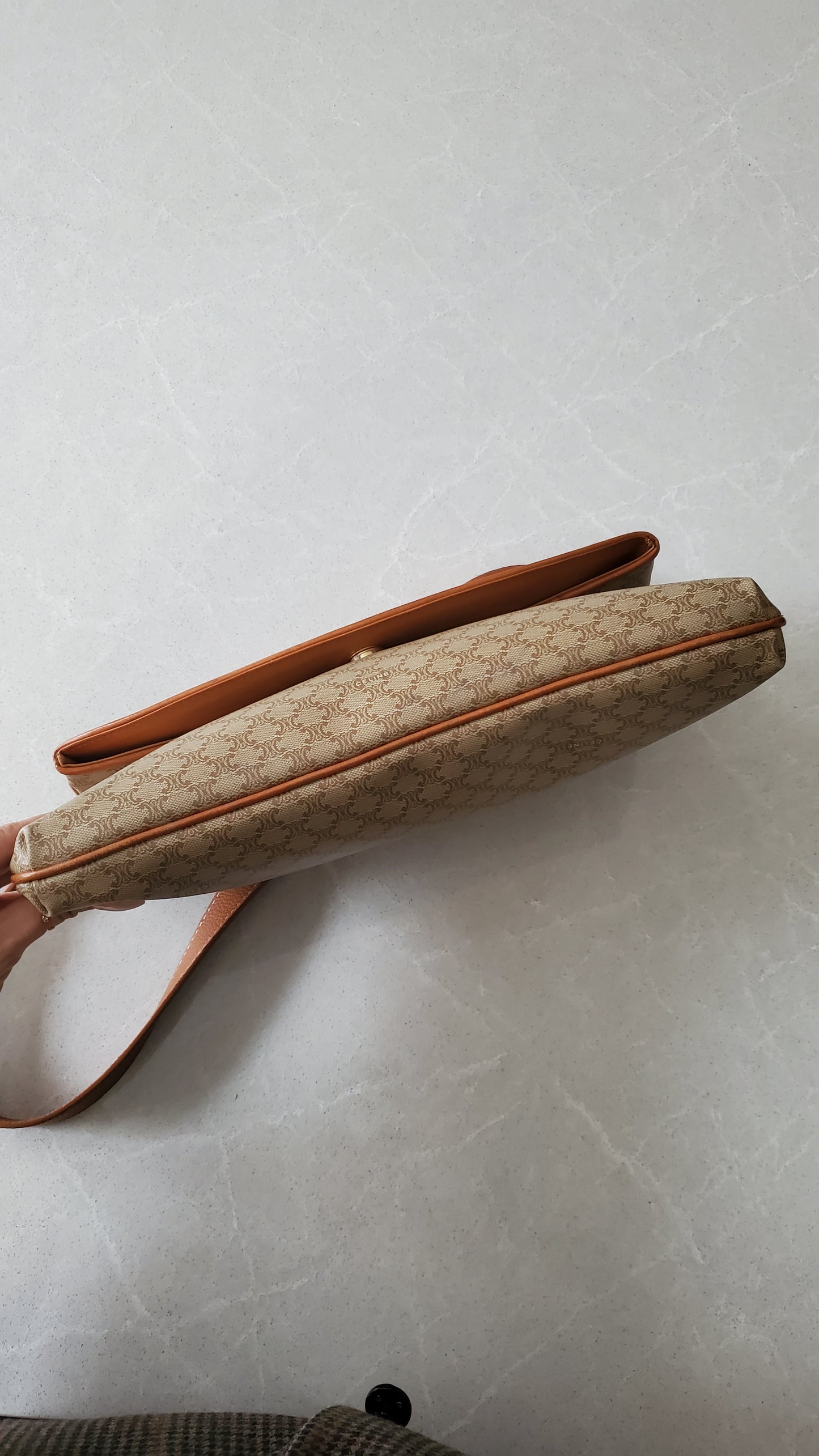 Authentic Vintage Celine Upcycle (Tan) Purse on Strap