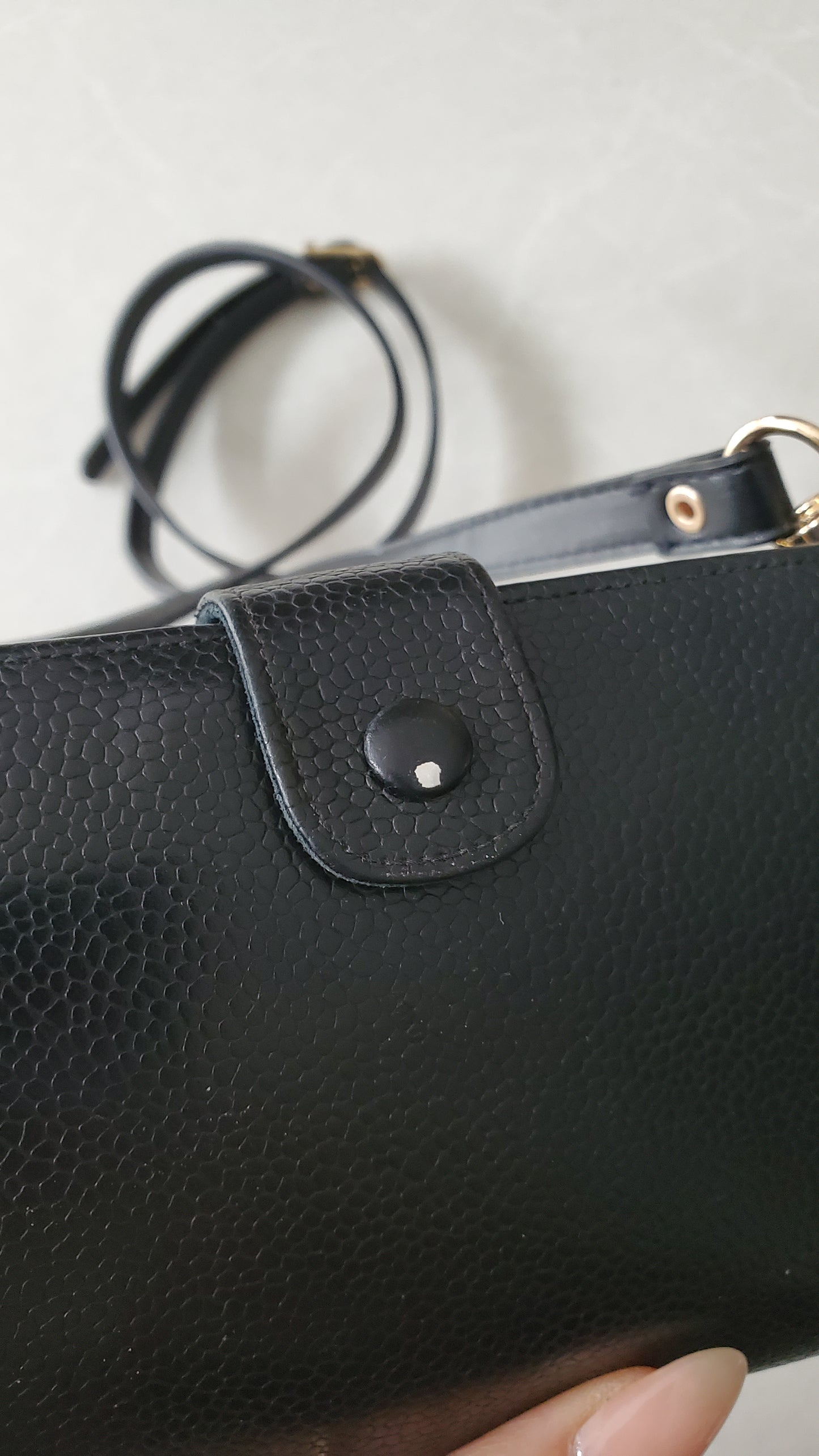 Authentic Vintage Chanel Caviar Upcycle Wallet on Chain & Strap