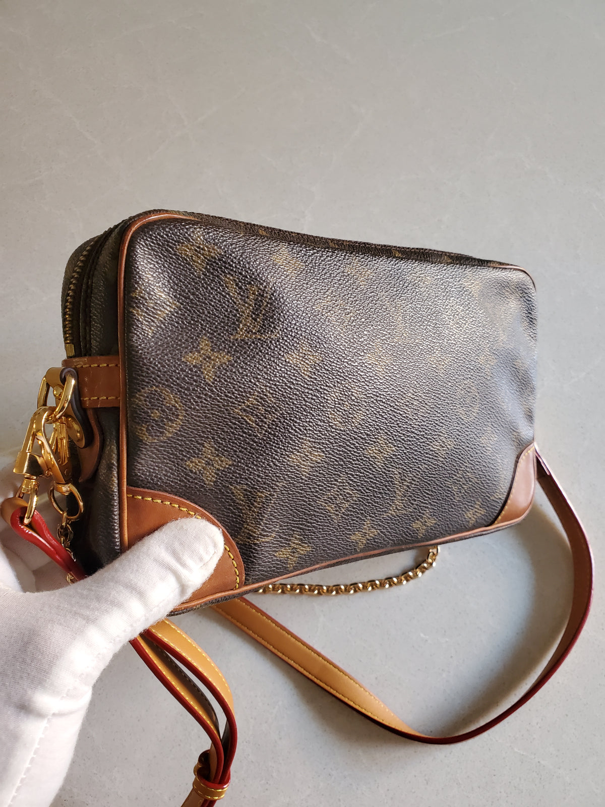 Authentic Vintage Louis Vuitton (2) Upcycle Purse with Strap & Chain
