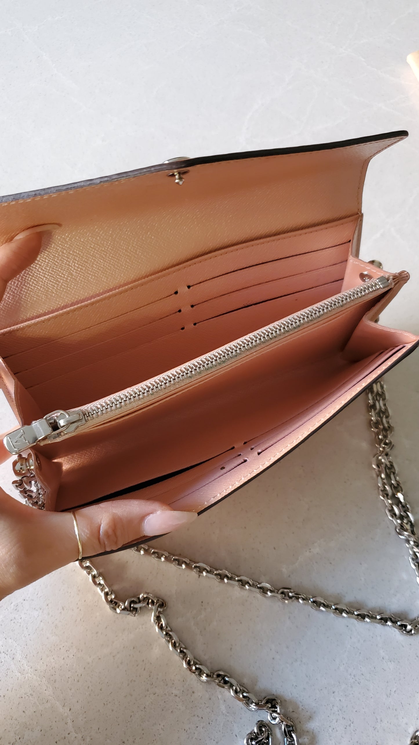 Authentic Louis Vuitton Pink Epi Upcycle Long Wallet on Chain