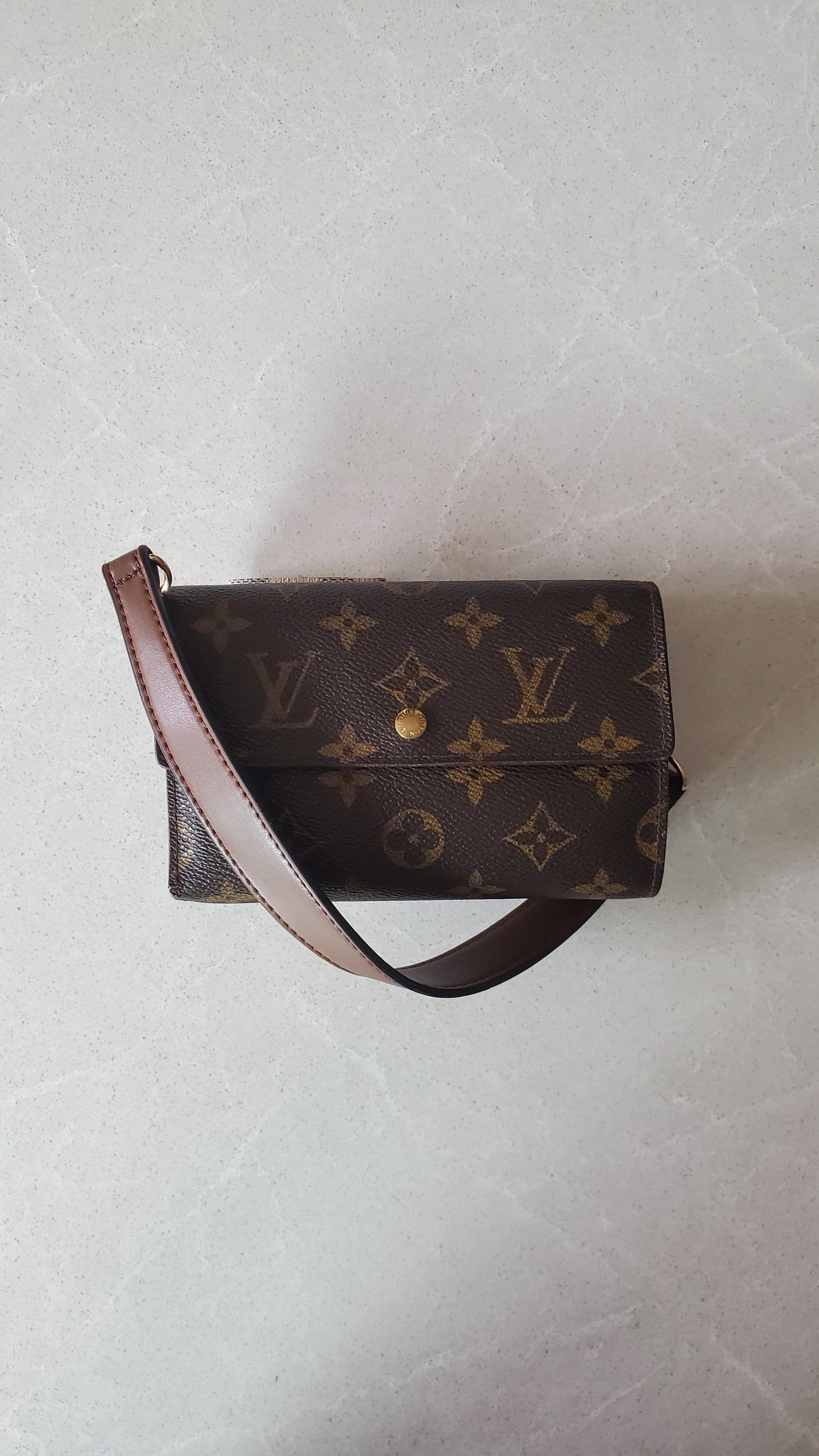 Authentic Vintage Louis Vuitton Small Brown Wallet with Short Handle Strap