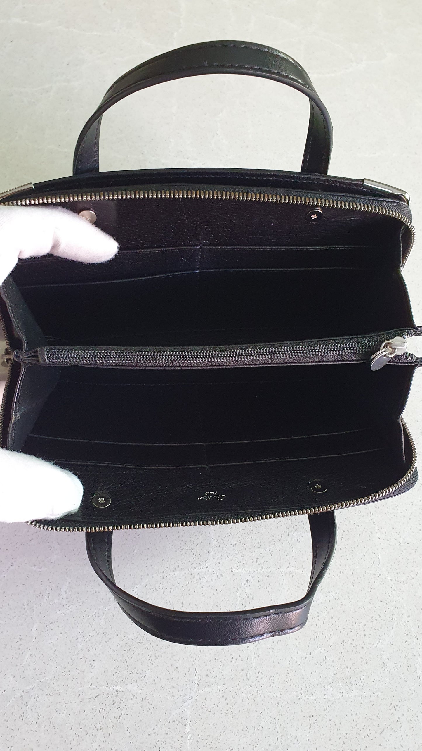 Authentic Vintage Cartier Upcycle Black Leather Wallet with Two Handles