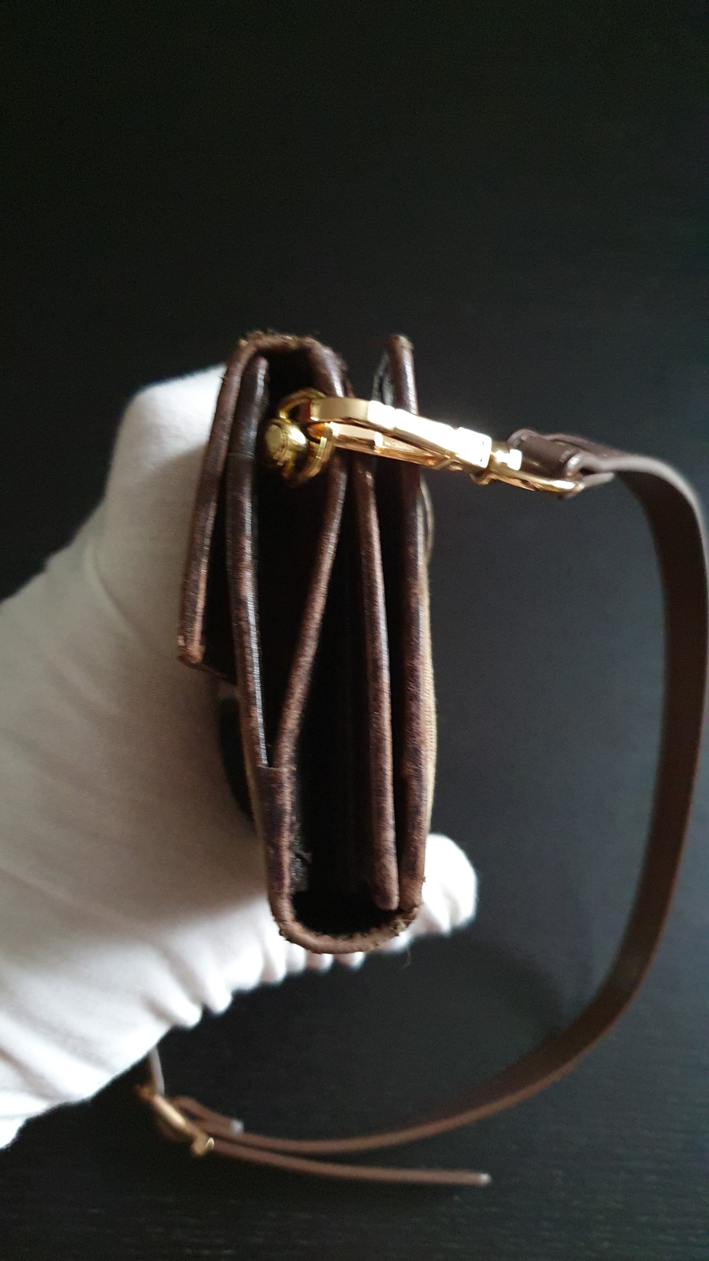 Authentic Gucci Upcycle Brown Wallet with Shoulder Strap