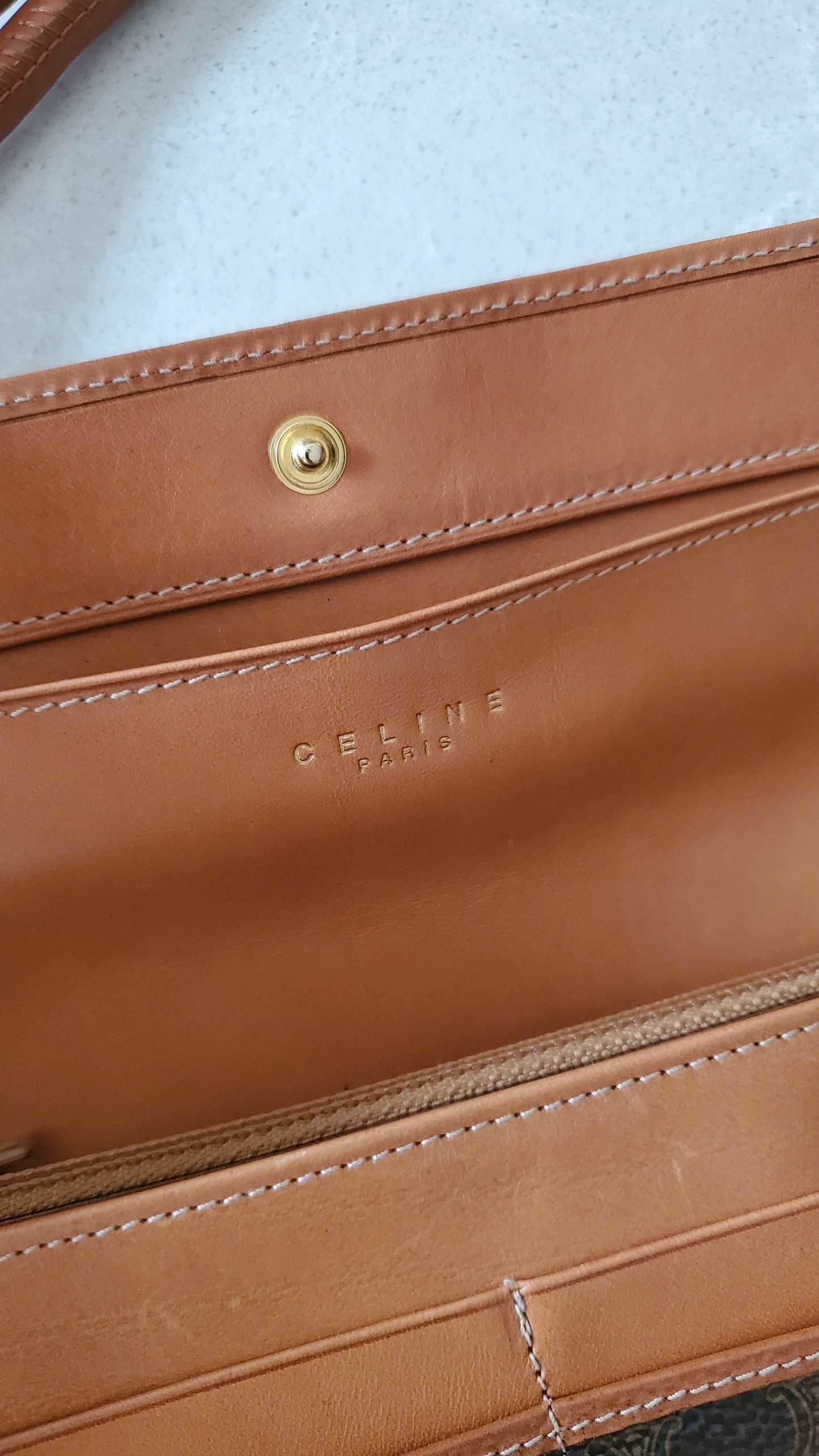 Authentic Vintage Celine Upcycle Long Wallet on Chain & Strap