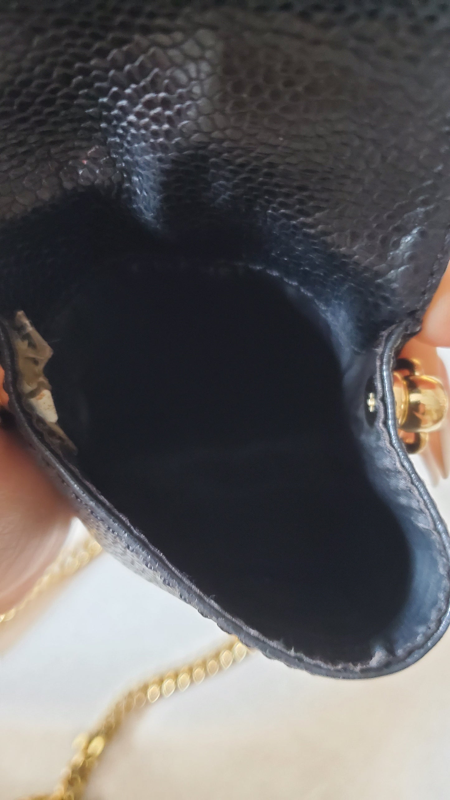 Authentic Vintage Chanel Upcycle Versatile Black Caviar Small Pouch on Chain
