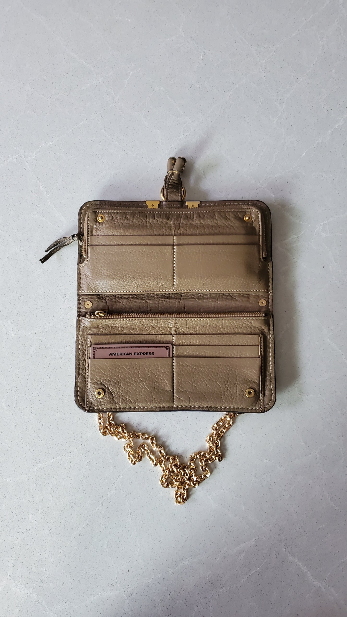 Authentic Chloé Upcycle Leather Wallet with Versatile Chain