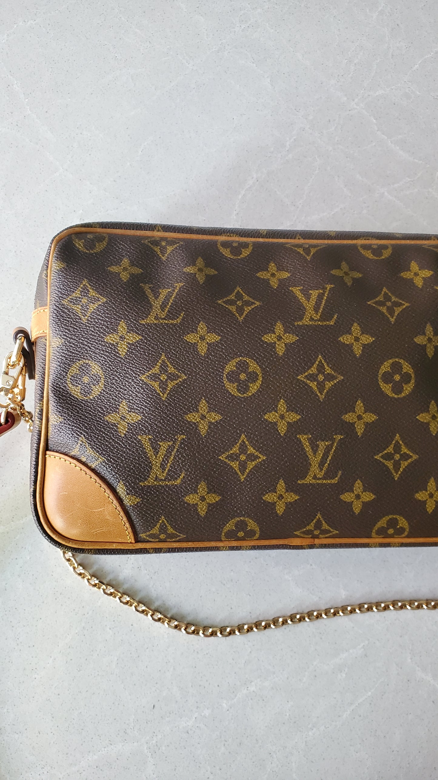 Authentic Vintage Louis Vuitton (871.SL) Upcycle Purse with Strap & Chain