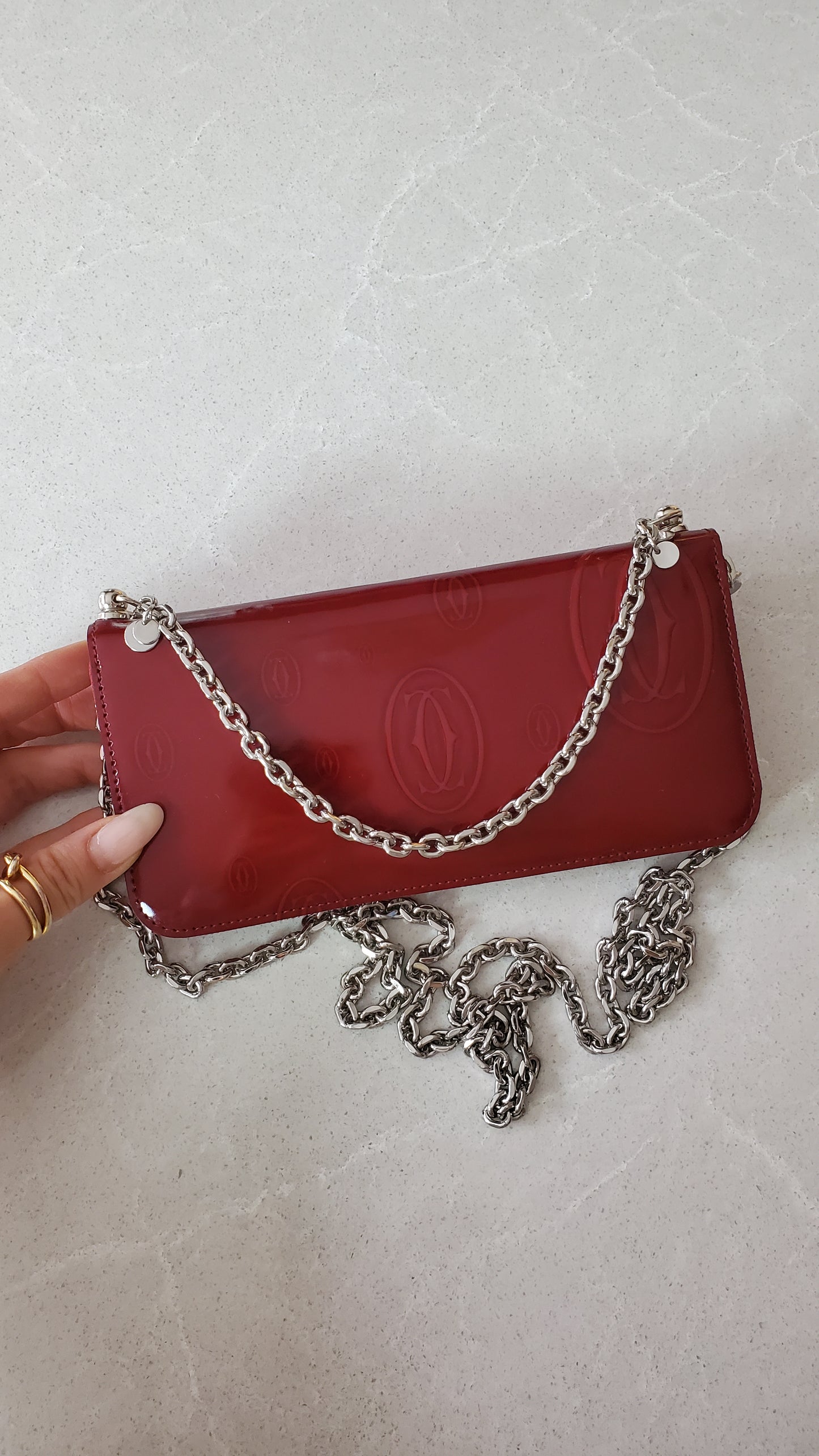 Authentic Vintage Cartier Upcycle Long Zip Wallet with Chains